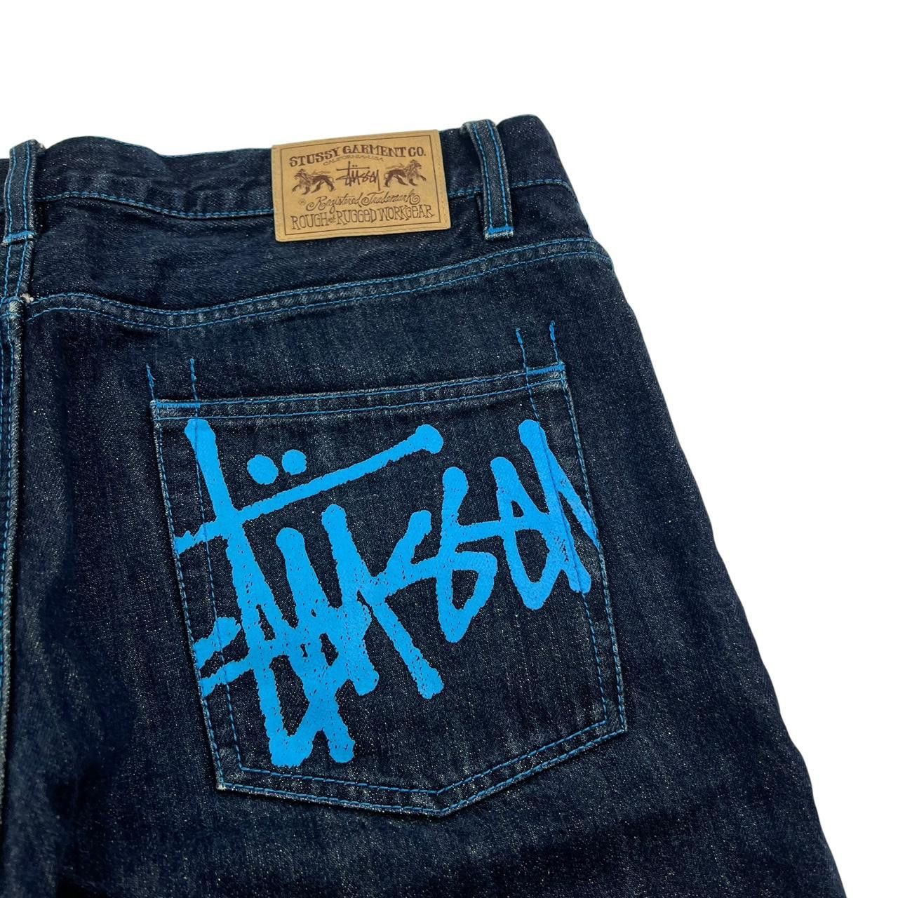 Stussy Vintage 2000s Stussy Spellout Denim Shorts / Jorts Waist 38 Size US 38 / EU 54 - 3 Thumbnail