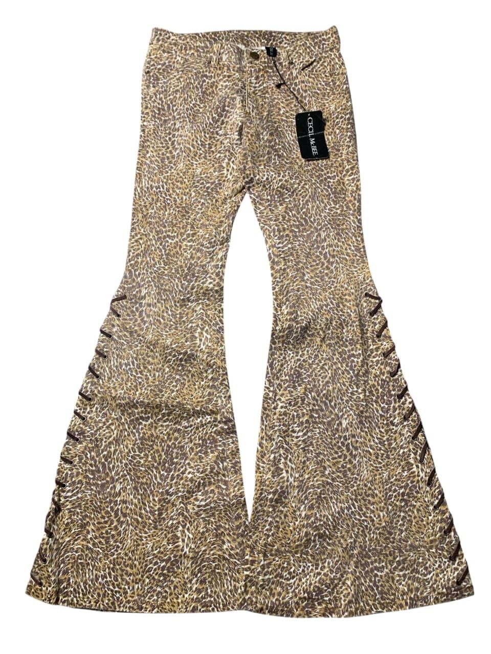 If Six Was Nine × Japanese Brand × Le Grande Bleu (L.G.B.) Cecil McBee Leopard Lace-Up Super Flared Pants Size 29" - 1 Thumbnail