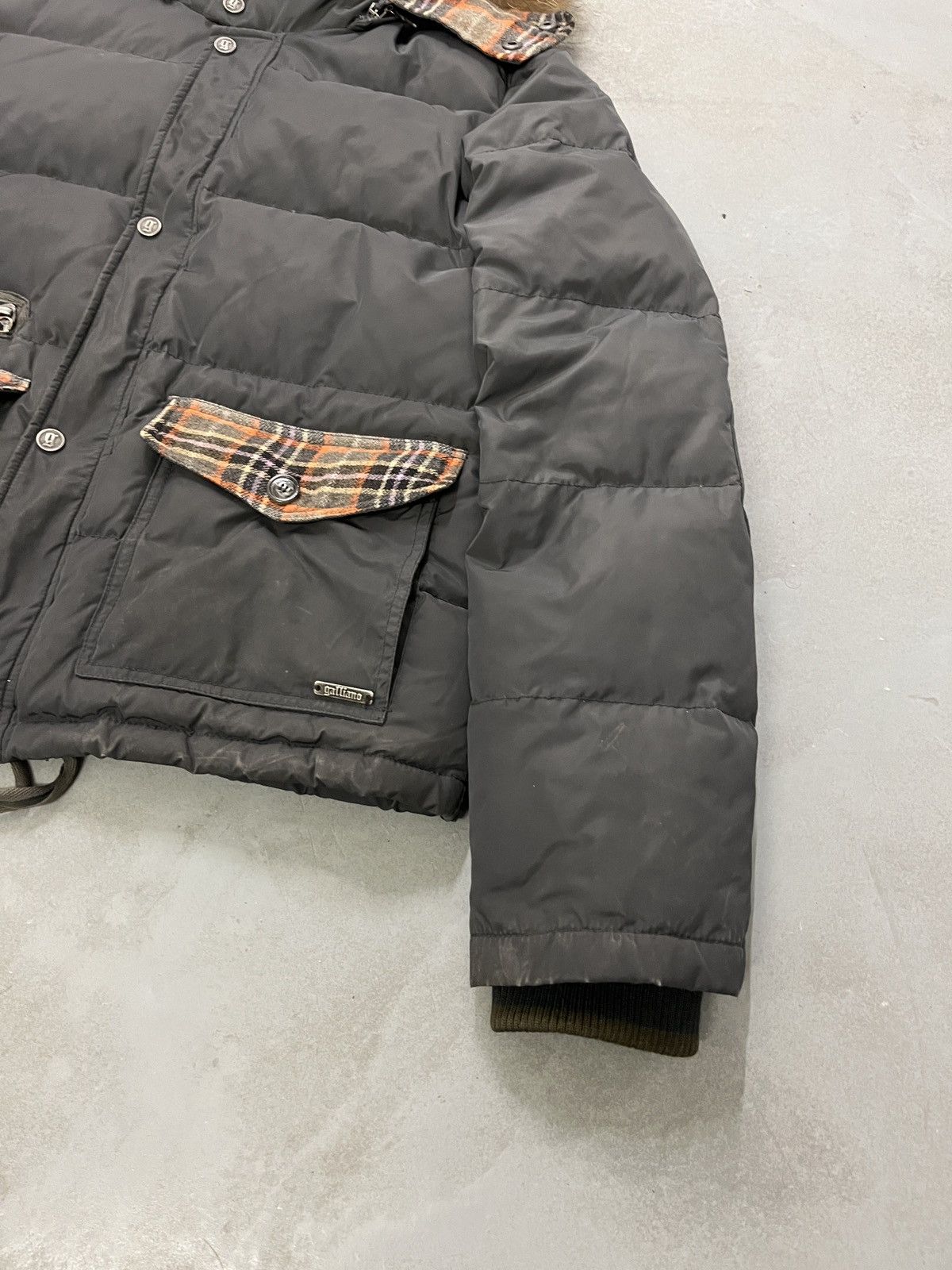 John Galliano John Galliano Tartan Panel Fur Hood Down Jacket Size US XL / EU 56 / 4 - 5 Thumbnail