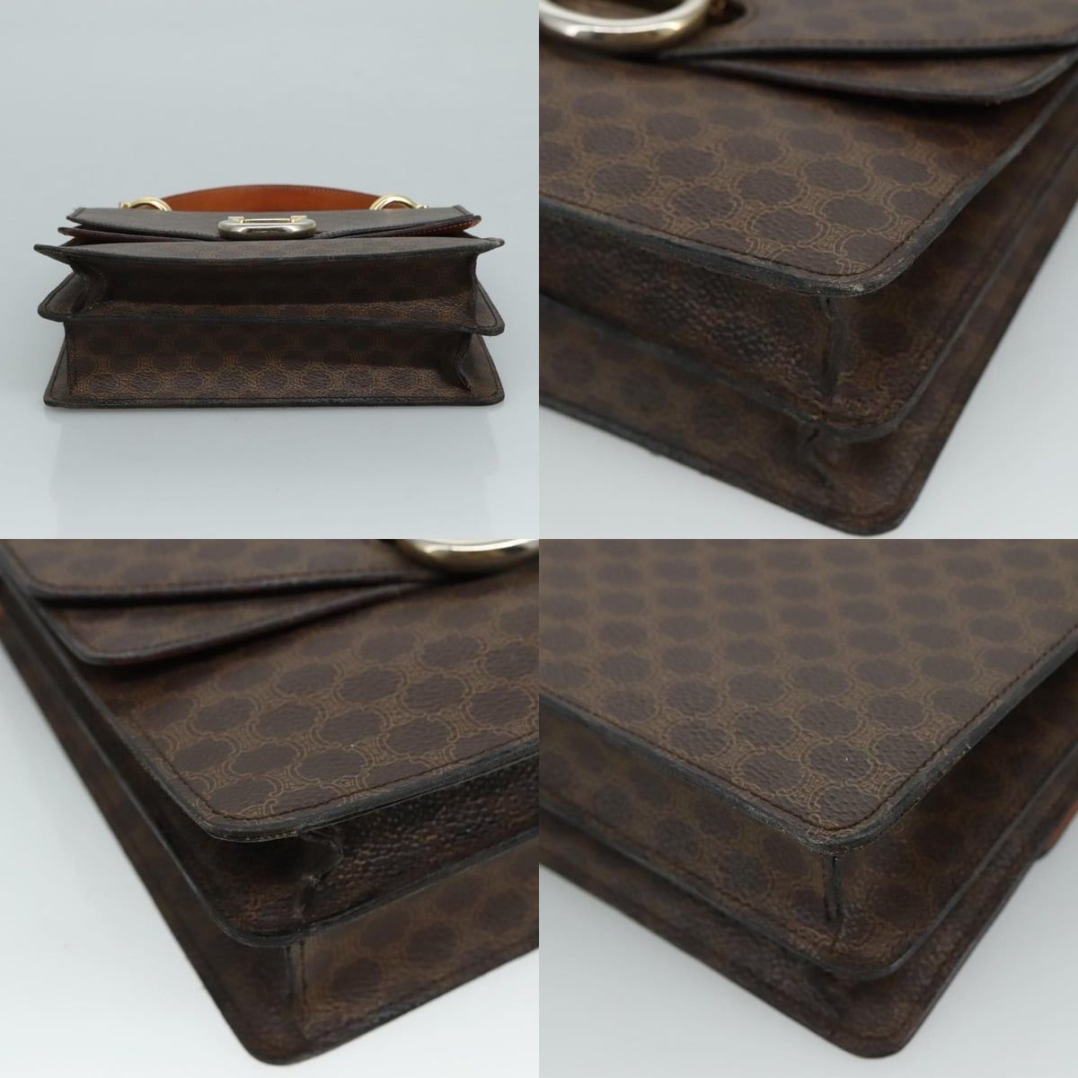 Celine CELINE Macadam Canvas Hand Bag Pvc Leather Brown Size ONE SIZE - 10 Thumbnail