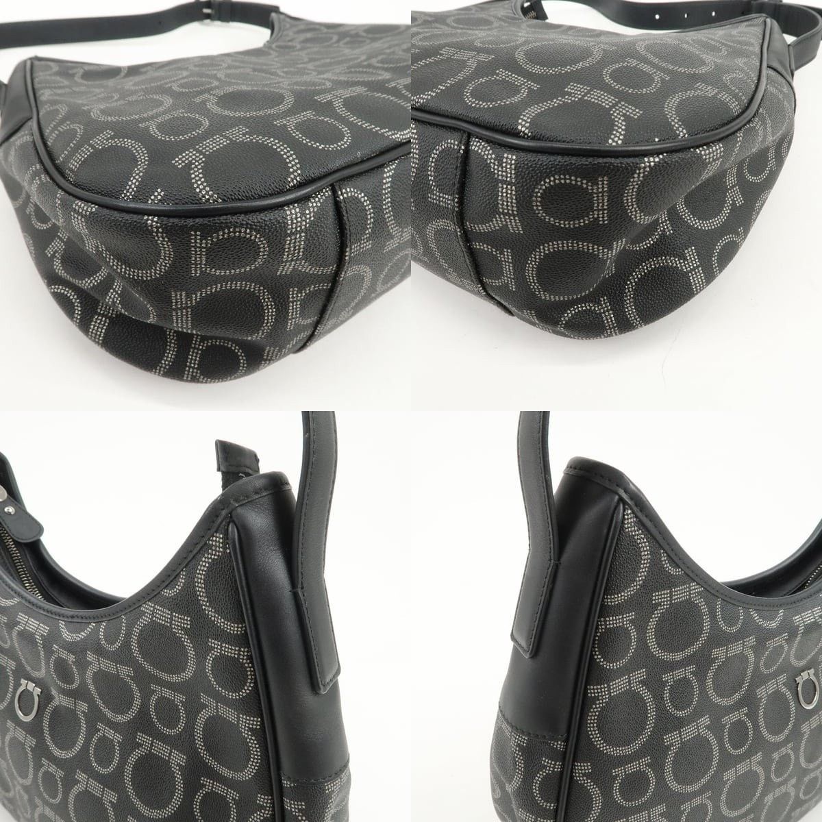 Salvatore Ferragamo Ferragamo Gancini PVC Leather Shoulder Bag Black Size ONE SIZE - 5 Thumbnail