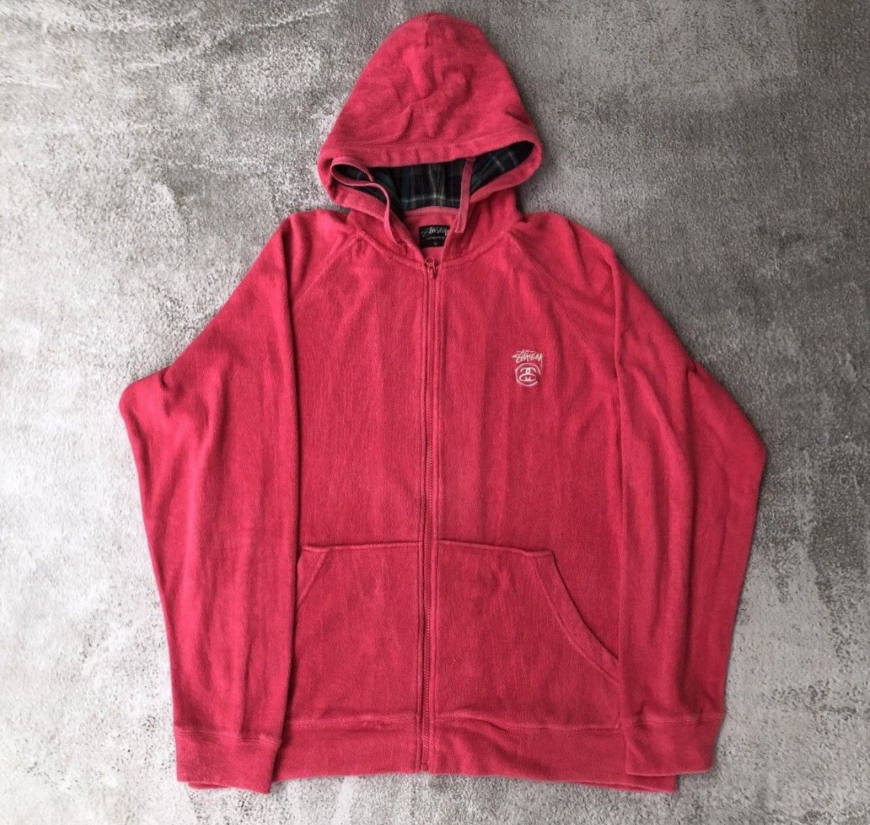 image of Stussy Zip Hoodie in Pink, Men's (Size Large)