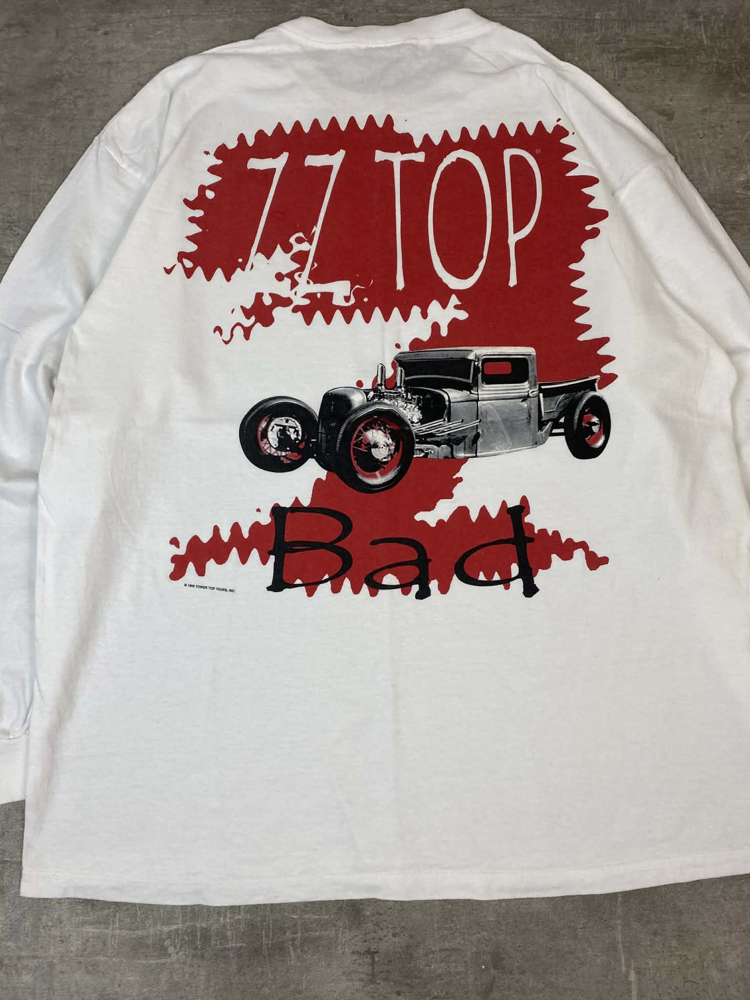 Vintage ZZ Top White Longsleeve T-shirt Bad 1999s Giant Rare Car Size US XL / EU 56 / 4 - 5 Thumbnail