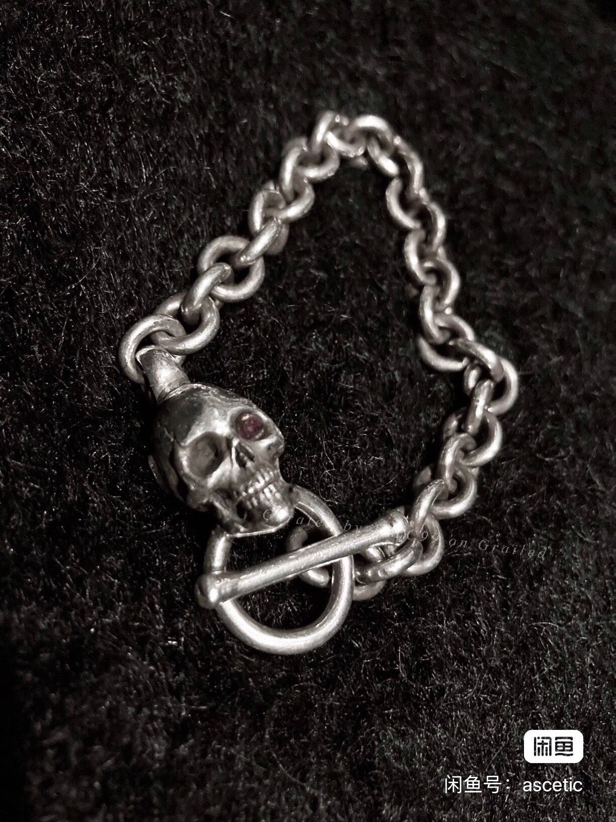 Galcia Ruby Skull Silver Bracelet