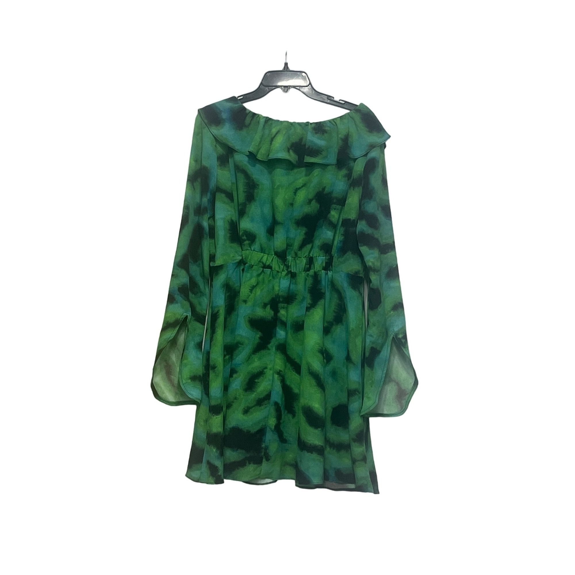 Topshop Topshop animal ruffle neck tea dress in green, US 8 Size M / US 6-8 / IT 42-44 - 11 Thumbnail