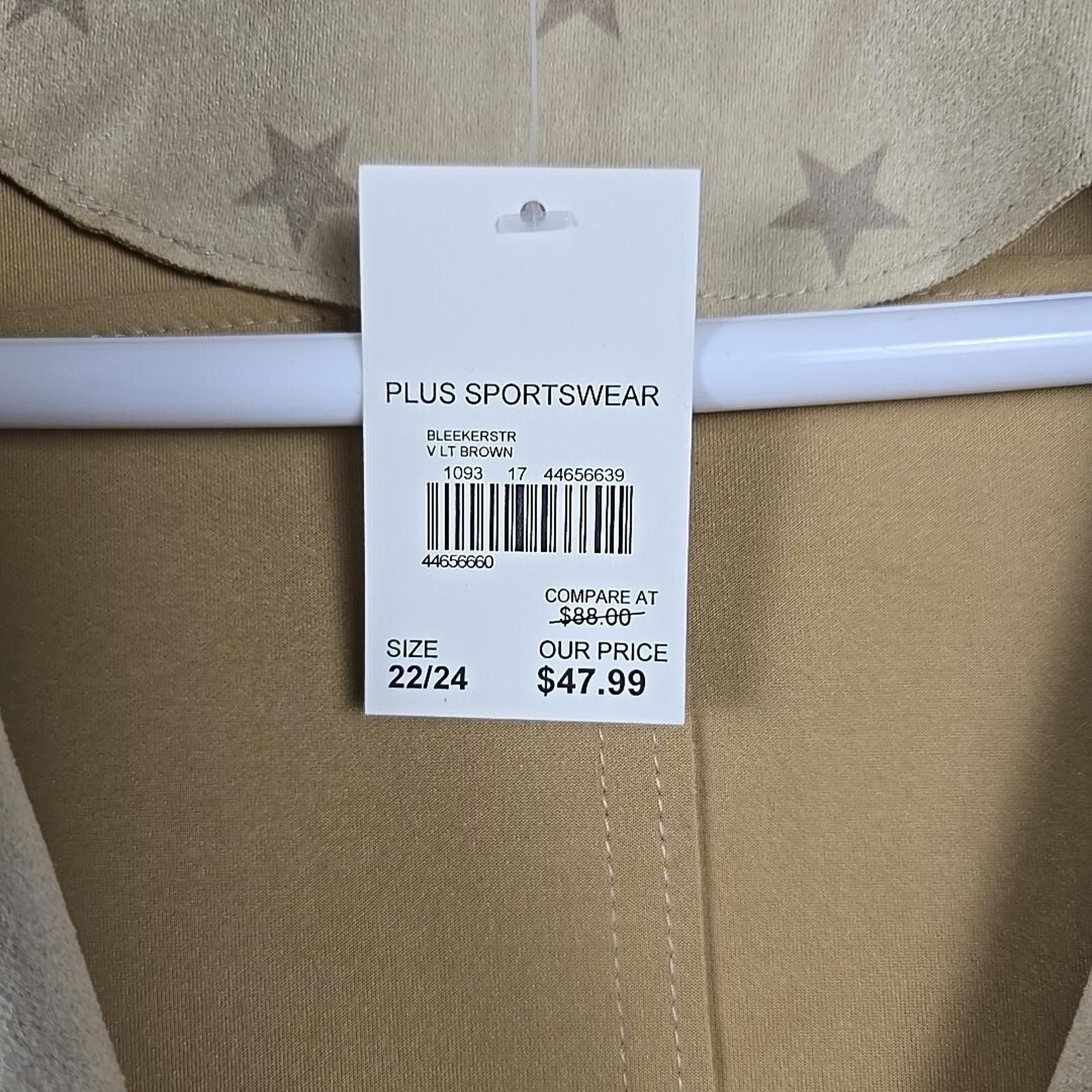 Cartoon Network Cato Jacket Cardigan Plus Sz 22/24W Beige/Star Faux Suede Size 4XL / US 24-26 - 3 Thumbnail