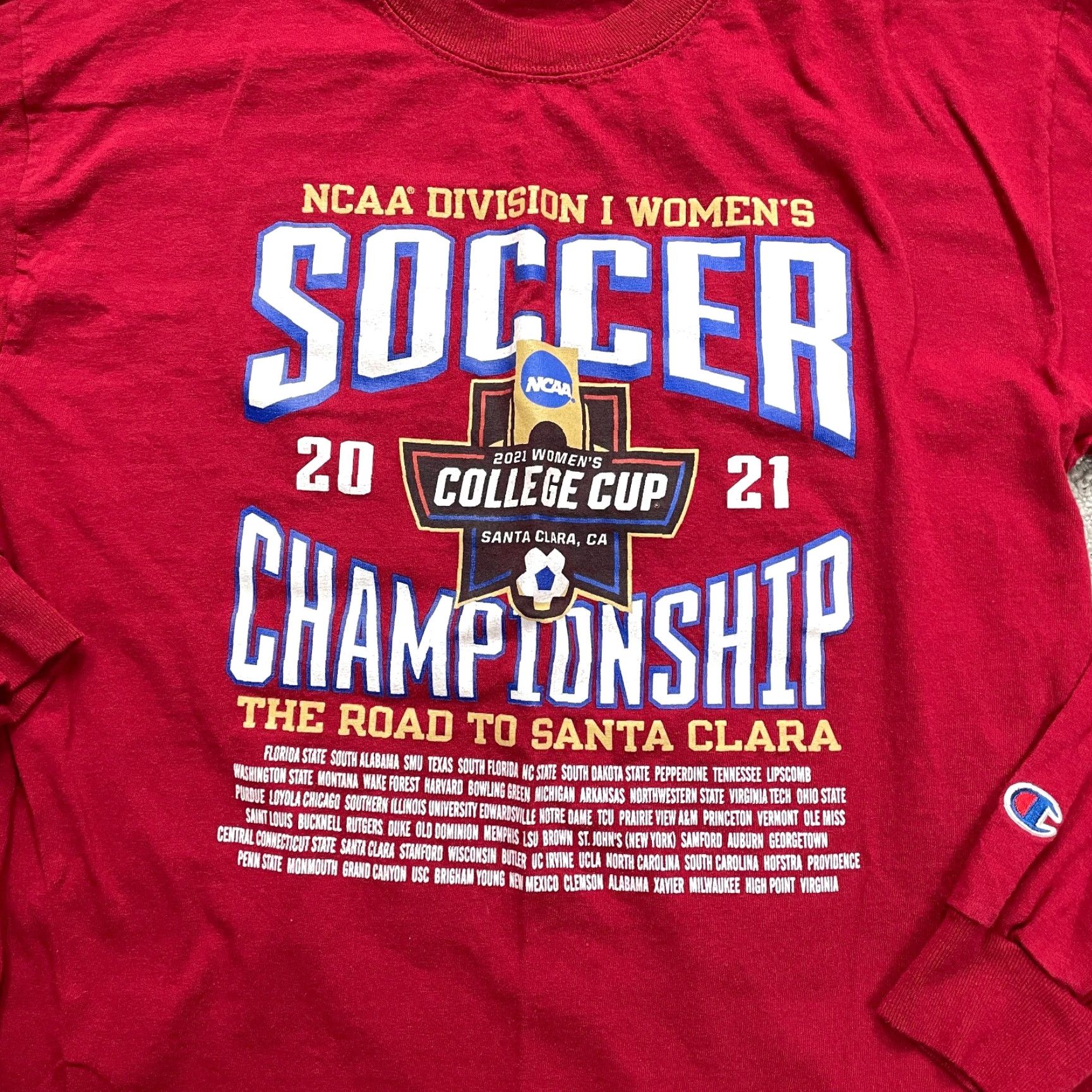 Champion Champion T-Shirt Womens Medium Red Graphic NCAA Soccer Championship 2021 Top Shirt Women M Red Classic Sports Mens? Size M / US 6-8 / IT 42-44 - 3 Thumbnail