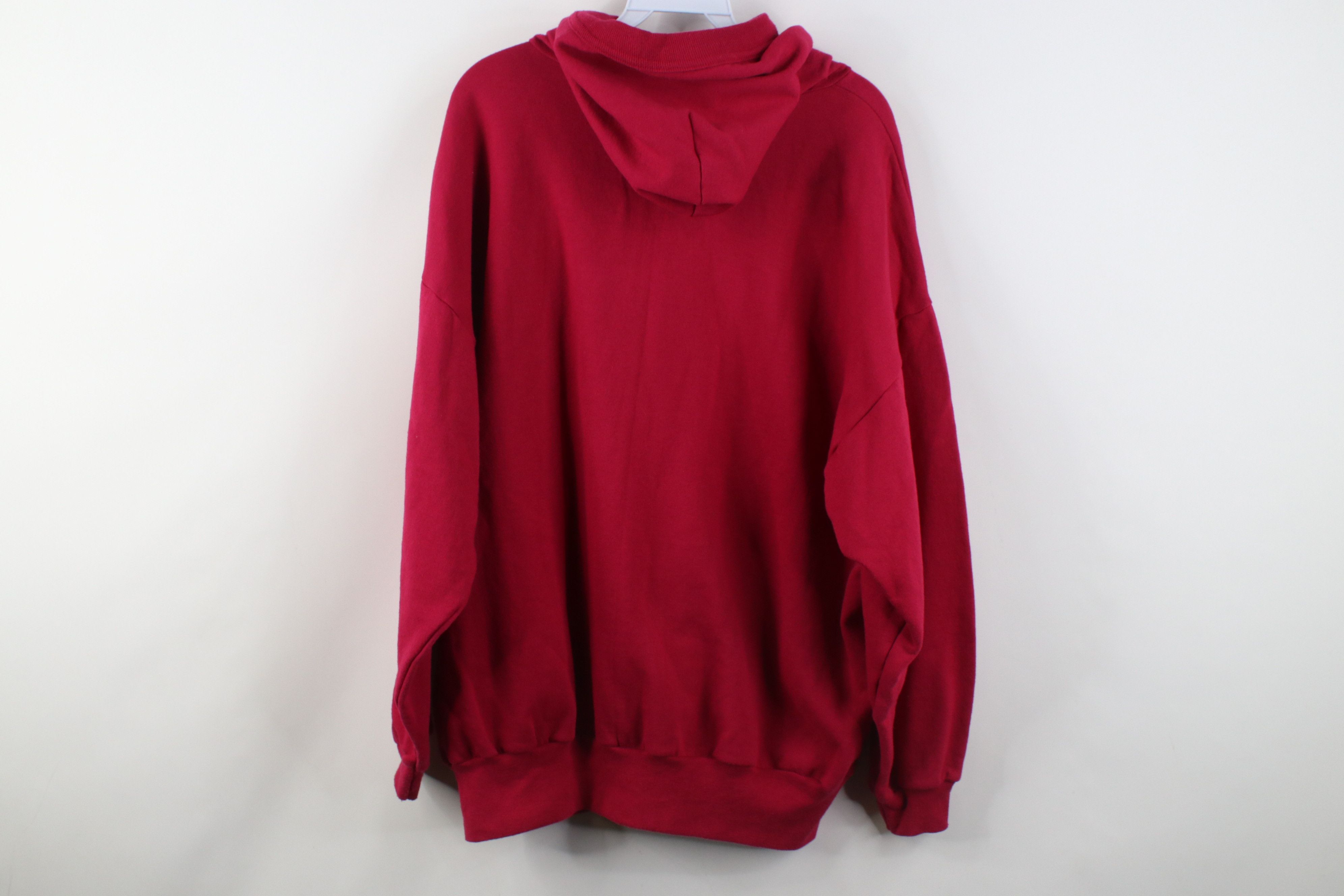 Vintage Vintage 90s Streetwear Blank Full Zip Hoodie Sweatshirt Red Size XXL / US 16-18 / IT 52-54 - 11 Thumbnail