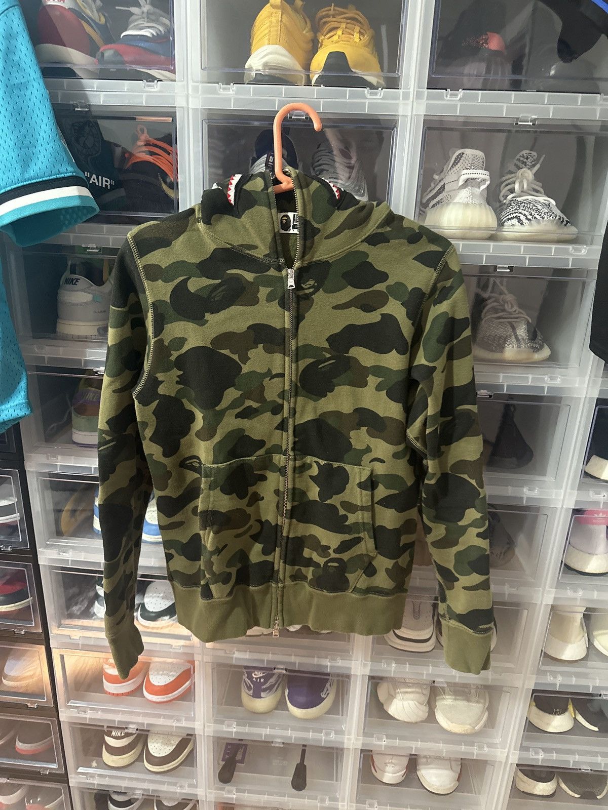 image of Bape 1St Camo Shark Full Zip Hoodie in Green, Men's (Size Small)