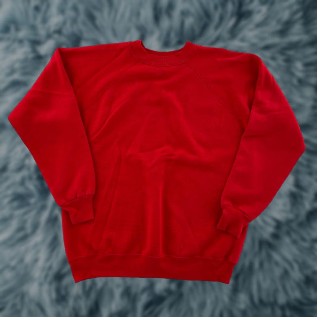 Hanes VINTAGE Hanes Sweater Adult Large Red Essential Blank Pullover Crewneck Mens L 90s Sweatshirt Pullover Crew Neck Cotton Blend Fleece Knit Shirt Size US L / EU 52-54 / 3 - 1 Thumbnail