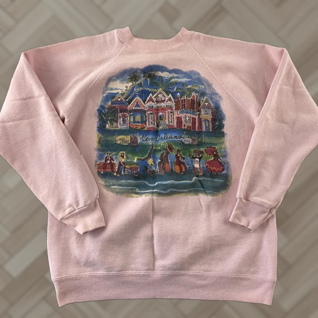 Hanes VINTAGE Hanes Sweatshirt Pullover Mens L Pink New Orleans Activewear Shirt Size US L / EU 52-54 / 3 - 1 Thumbnail