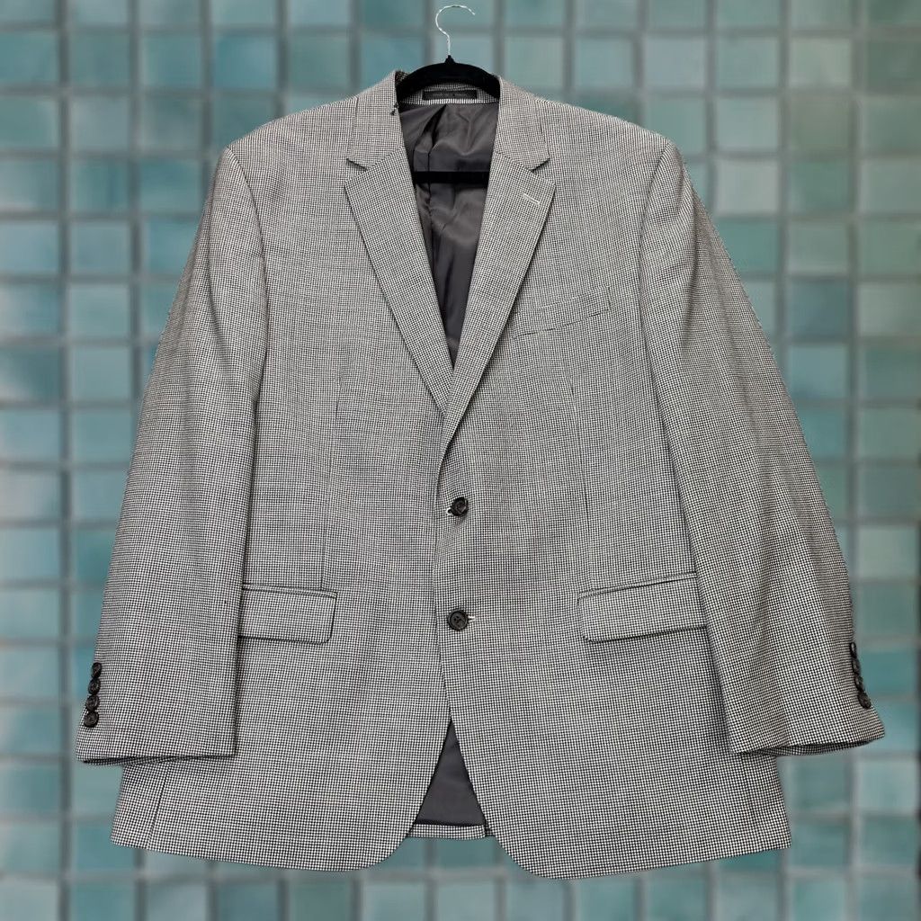 Ralph Lauren Lauren Ralph Lauren Gray Houndstooth Blazer Coat Mens 44R Single Breasted Size 44R - 1 Thumbnail
