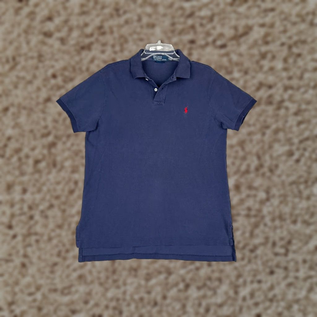 Ralph Lauren VINTAGE Ralph Lauren Polo Shirt Adult Large Blue 100% Cotton Custom Fit Golf Shirt Size US L / EU 52-54 / 3 - 1 Thumbnail