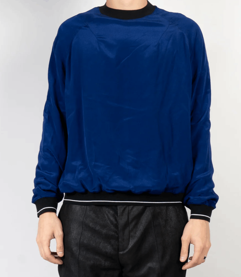 Haider Ackermann SS18 Sample Cropped Royal Blue Silk Sweatshirt | Grailed