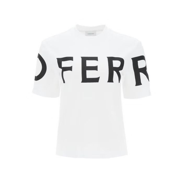 image of Salvatore Ferragamo O1S22I1N0524 Oversized Logo T-Shirt In White, Women's (Size Small)