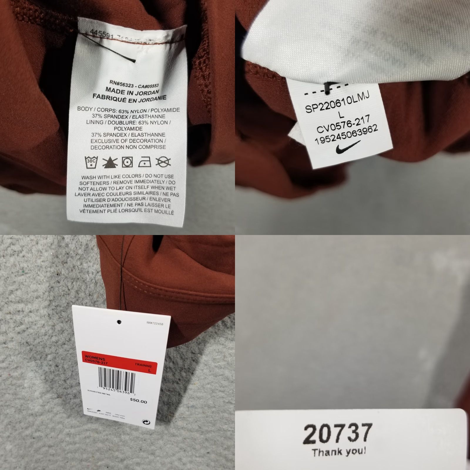 Nike Nike Women's Yoga Luxe Crop Tank Top Large Brown Activewear Cropped 2010s Women's Size L / US 10 / IT 46 - 8 Thumbnail