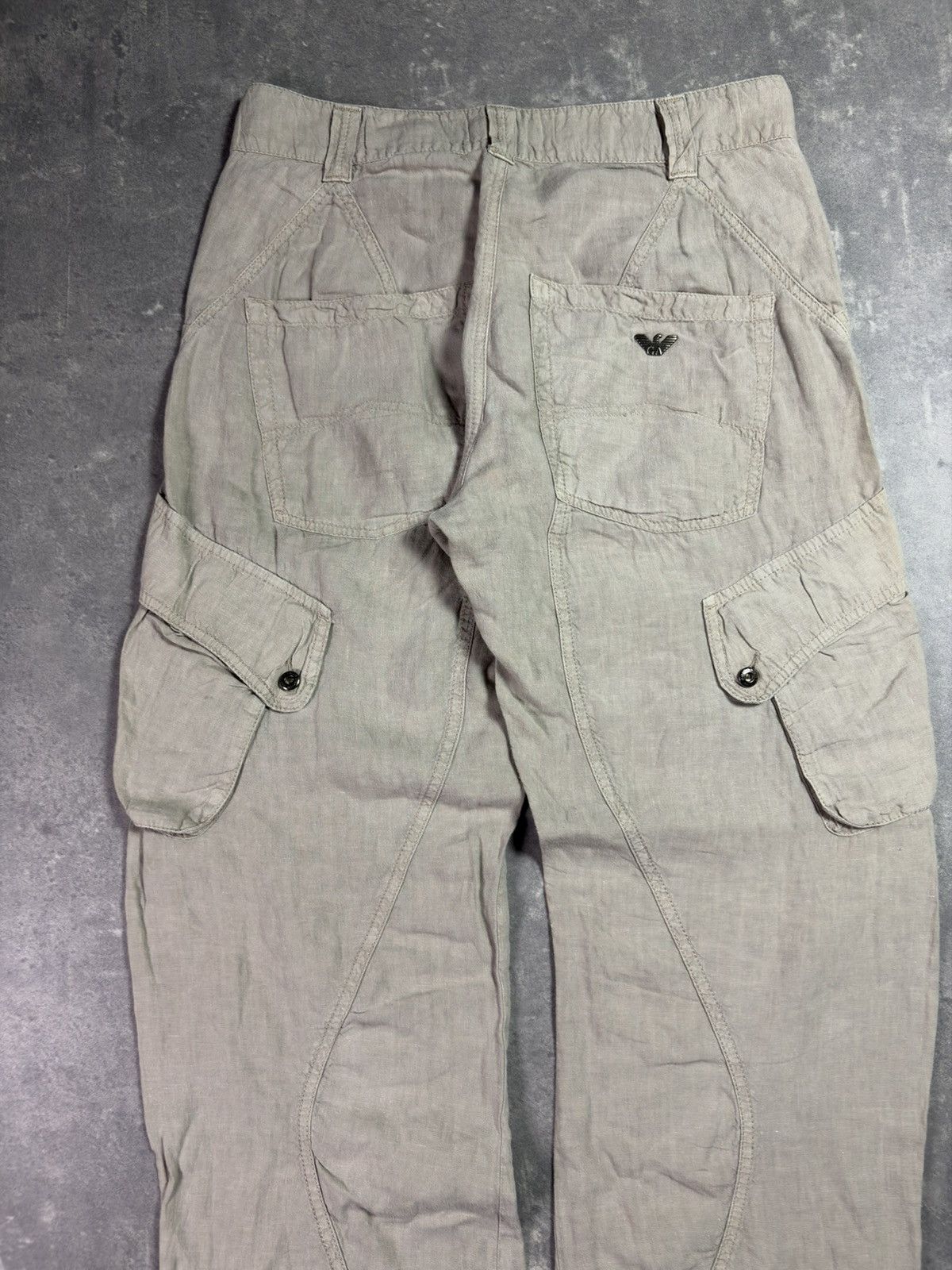 Armani 00s Armani Jeans Linen Flared Wide Leg Assymetrical Pants 32 Size US 32 / EU 48 - 12 Thumbnail