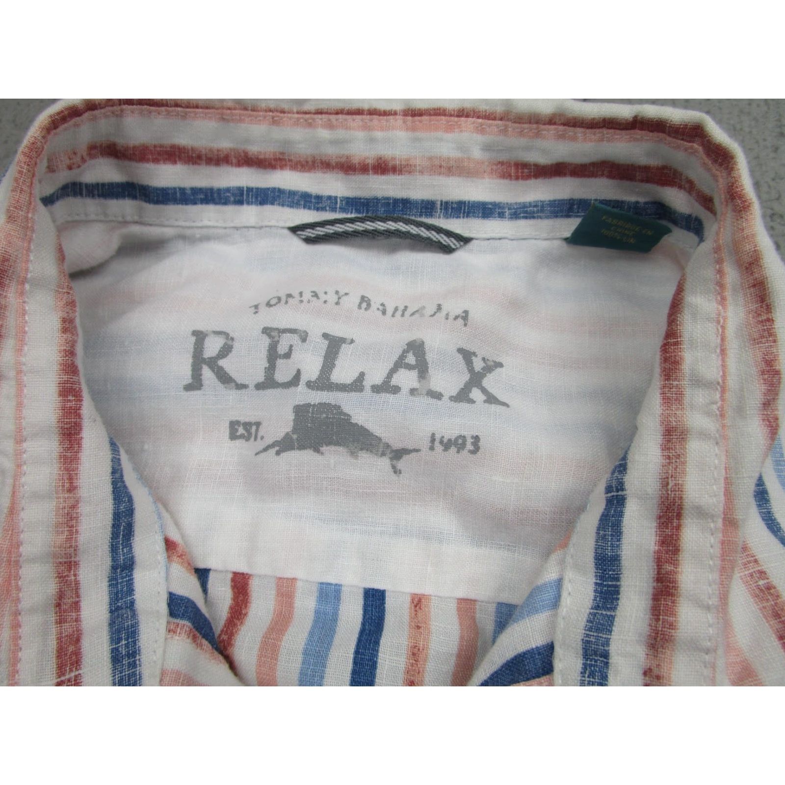 Tommy Bahama Tommy Bahama Shirt Mens Extra Large Linen Striped Multicolor Long Sleeve Button-Up Pocket Size US XL / EU 56 / 4 - 5 Thumbnail