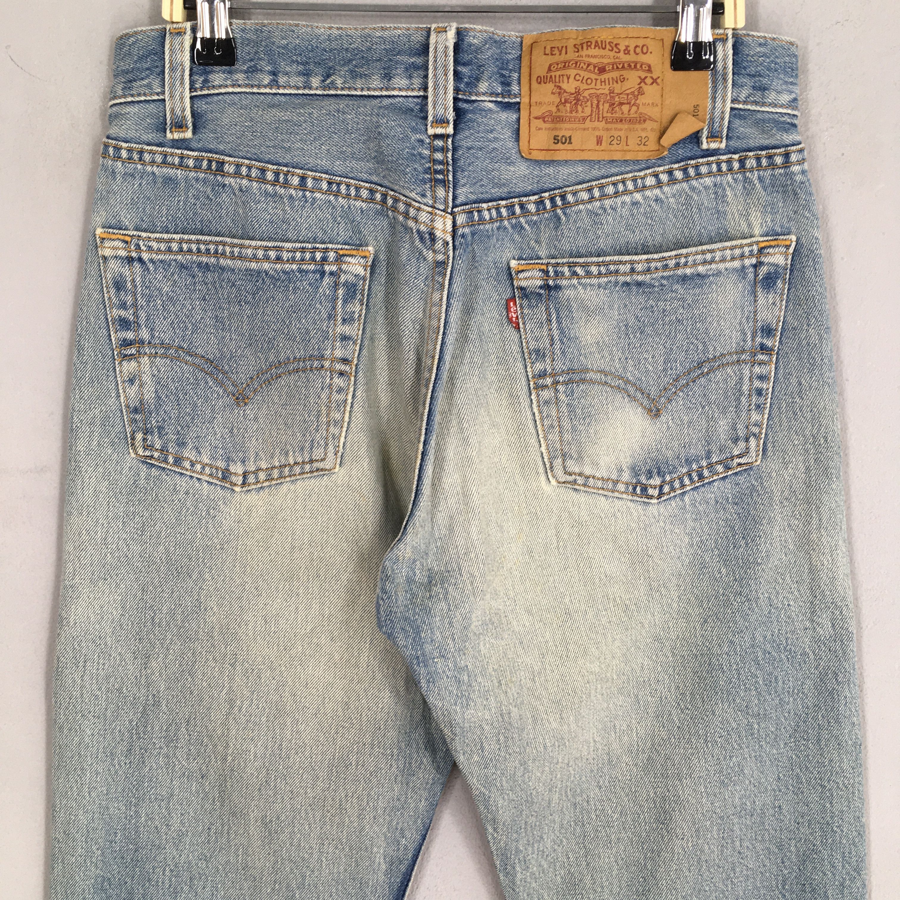 Levi's Size 27x31.5 Vintage 90s Levi's 501 Faded Blue Jeans S1865 Size 27" / US 4 / IT 40 - 10 Thumbnail