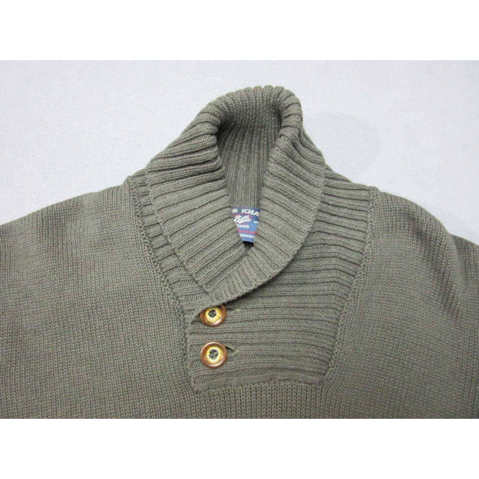 Bills Khakis Bills Khakis Sweater Mens Small Olive Green Shawl Collar Heavyweight Knit Pullover Casual Fall Winter Size US S / EU 44-46 / 1 - 2 Thumbnail