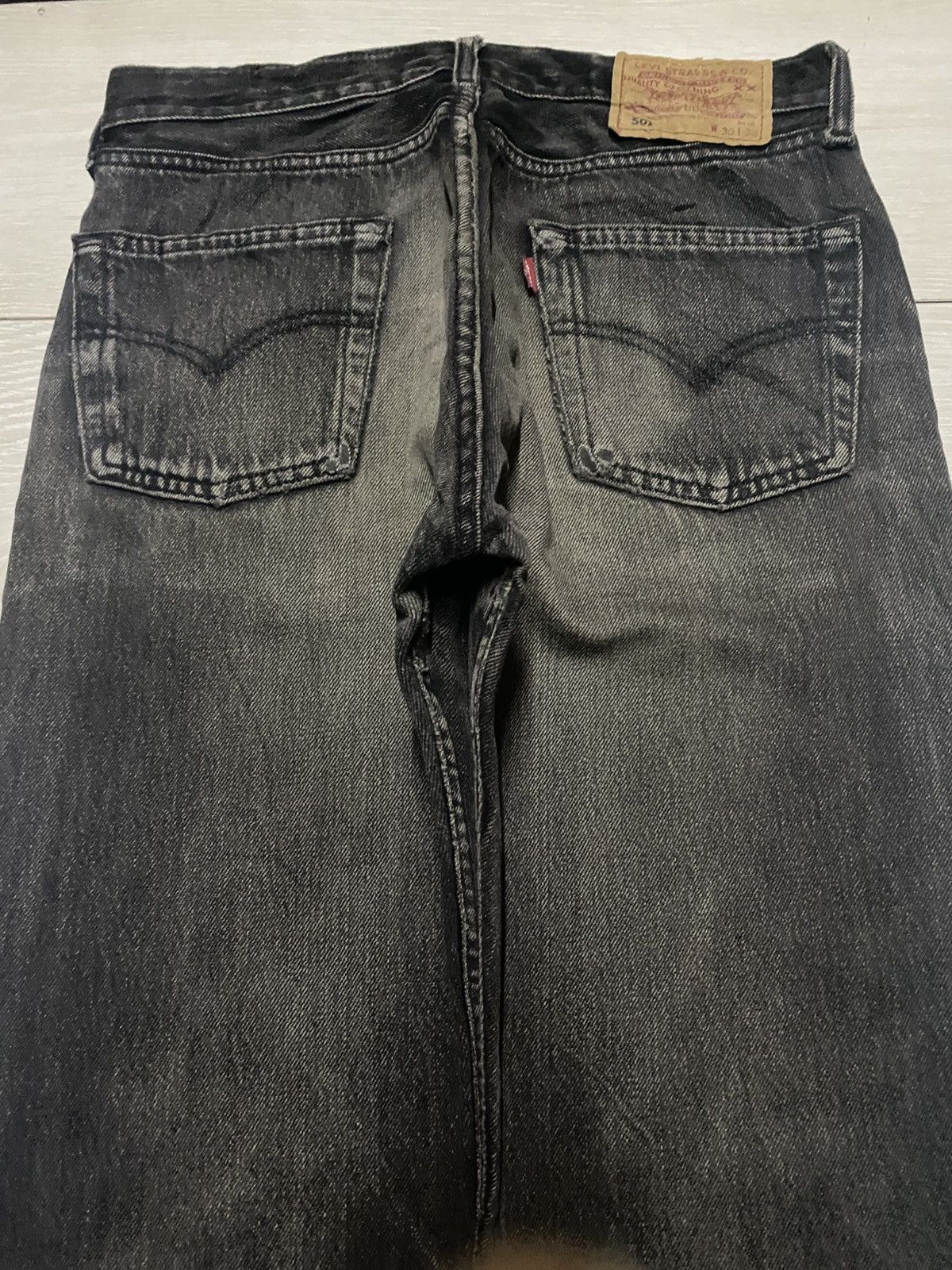Levi's Vintage Levis 501 Black DenimTear Distressed Jeans Size US 29 - 4 Thumbnail