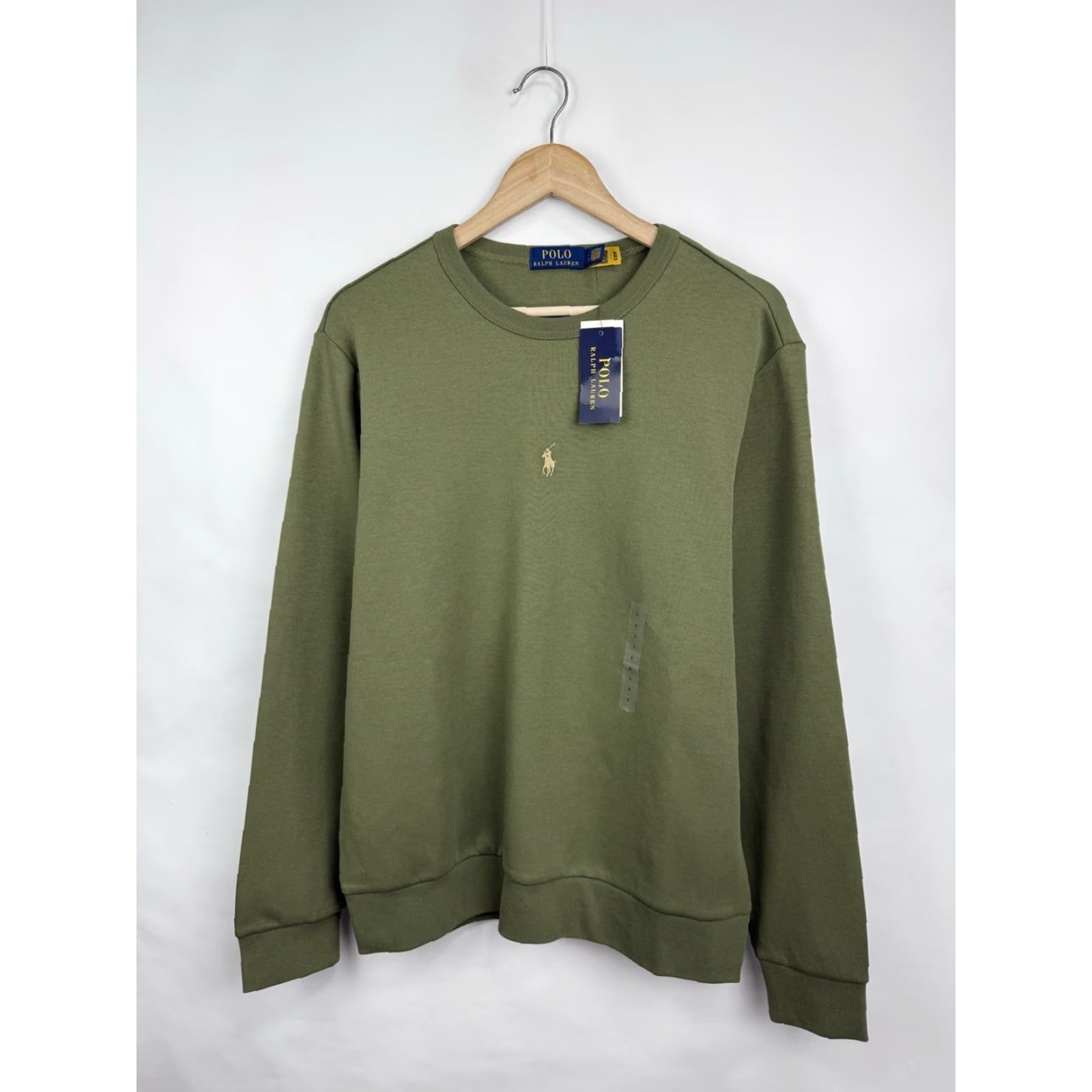 Polo Ralph Lauren NWT Polo Ralph Lauren Double Knit Sweatshirt Olive L Mens Regular Size Sweatshirt Pullover Olive 90s/2000s Rare Size US L / EU 52-54 / 3 - 7 Thumbnail