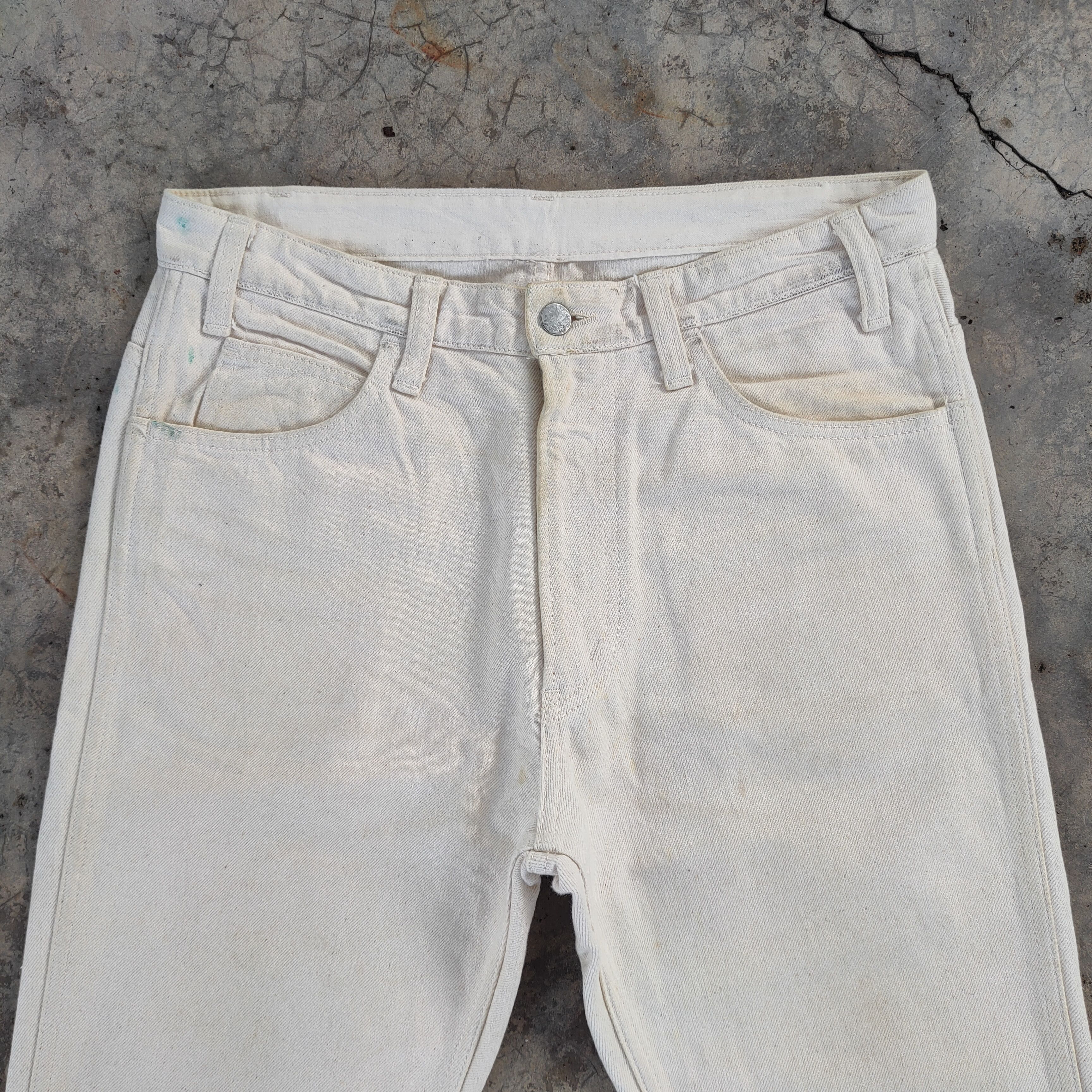 Unused VINTAGE UNUSED SKINNY FADED WHITE YELLOW JEANS DENIM PANTS Size US 32 / EU 48 - 3 Thumbnail