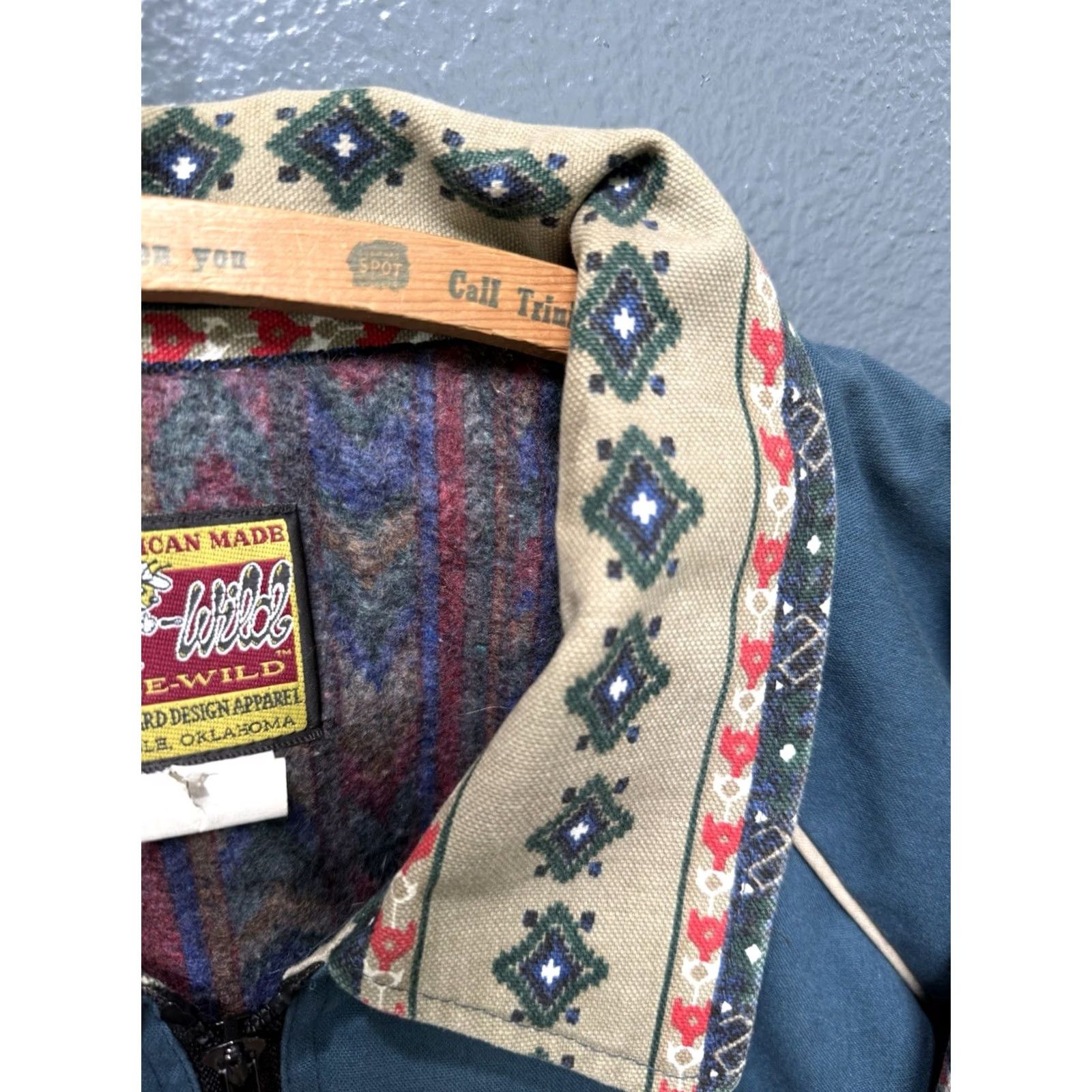 Vintage VINTAGE Bee Wild Western Cotton Lined Bomber Jacket Large Men Blue 90s Size US L / EU 52-54 / 3 - 3 Thumbnail