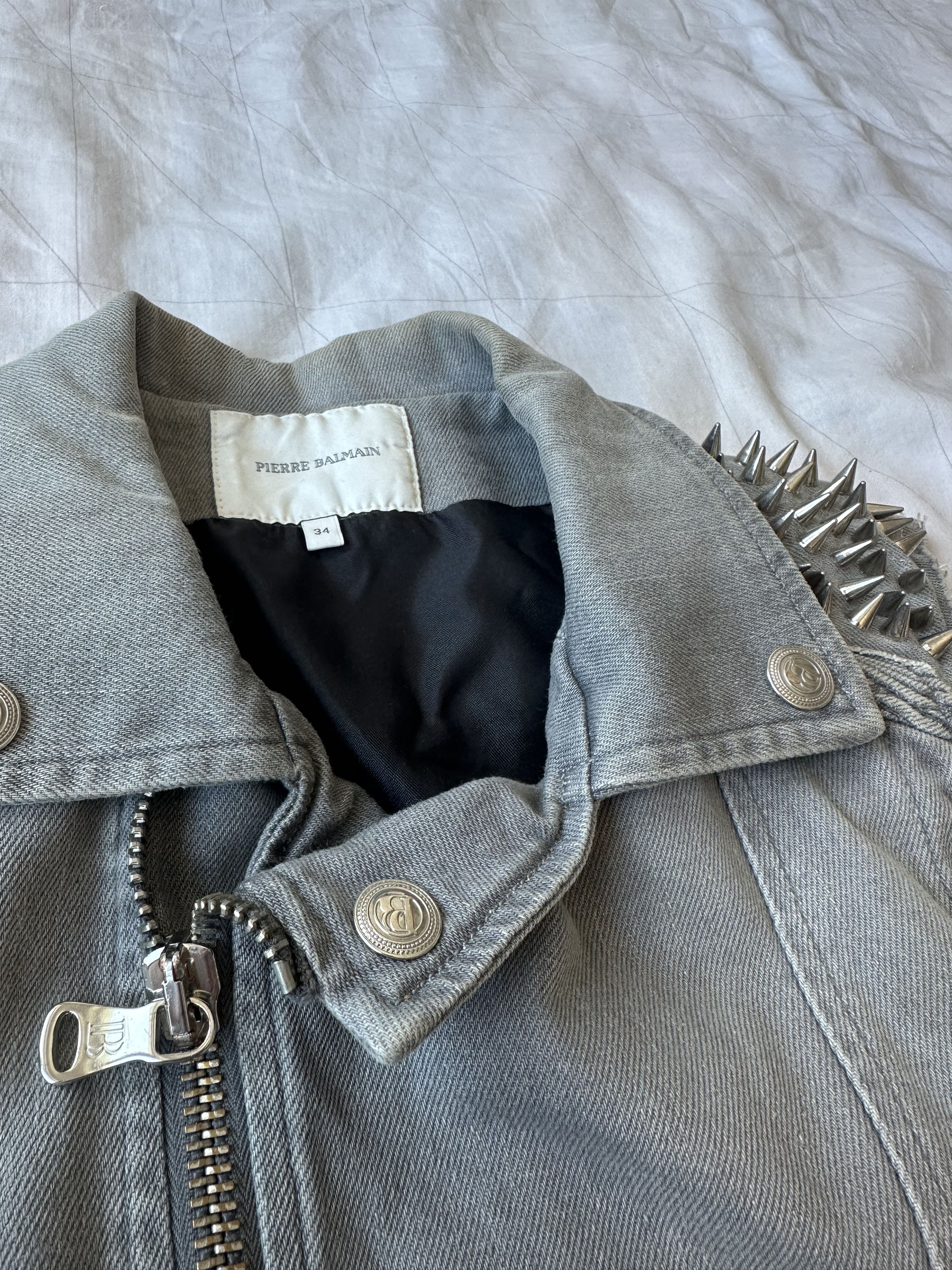 Pierre Balmain Pierre Balmain Spikes Studded Zip Denim Vest Jacket Archive Size XS / US 0-2 / IT 36-38 - 5 Thumbnail