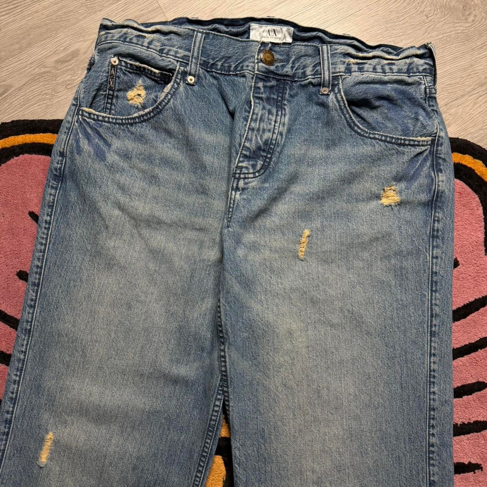 Armani Exchange Armani Exchange Distressed Cut & Sew Loose Fit Denim Jeans Size US 36 / EU 52 - 2 Thumbnail