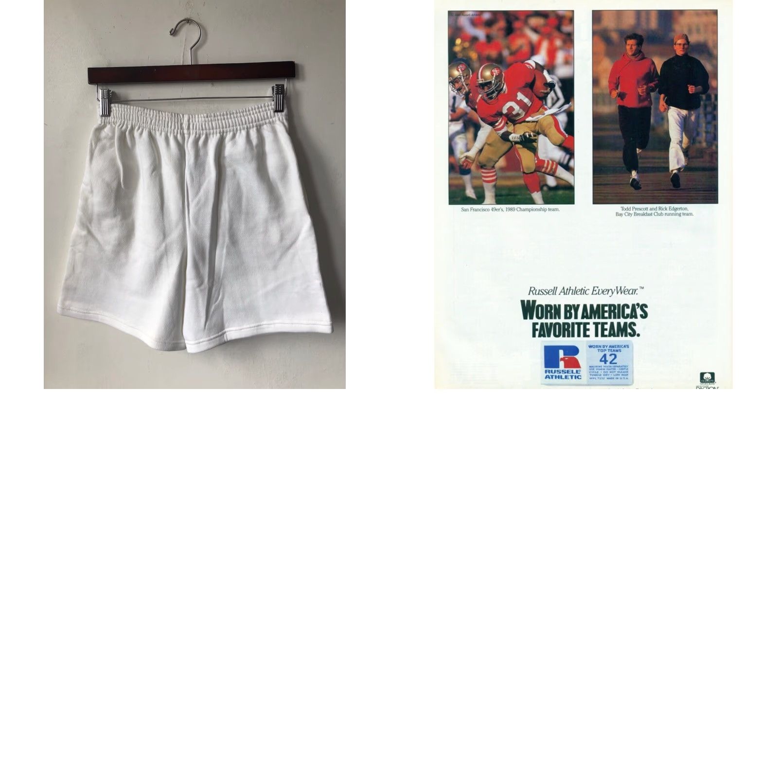 Russell Athletic VINTAGE Russell Athletic Sweat Shorts Mens M White 90s NWOT Deadstock 13.5” Waist 5.5” Inseam Royal Blue Red Logo Drawstring Pockets Made in USA Legit Size US 31 - 8 Thumbnail