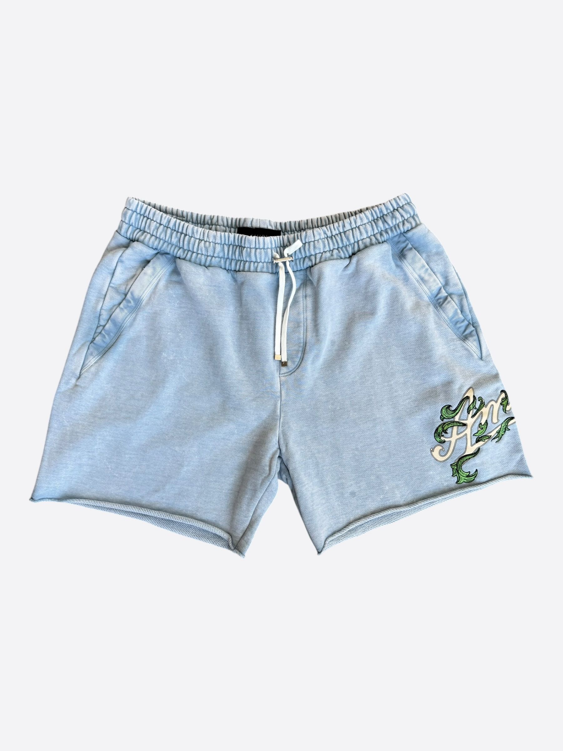 Amiri Amiri Faded Blue & White Filigree Logo Shorts Size US 40 / EU 56 - 1 Thumbnail