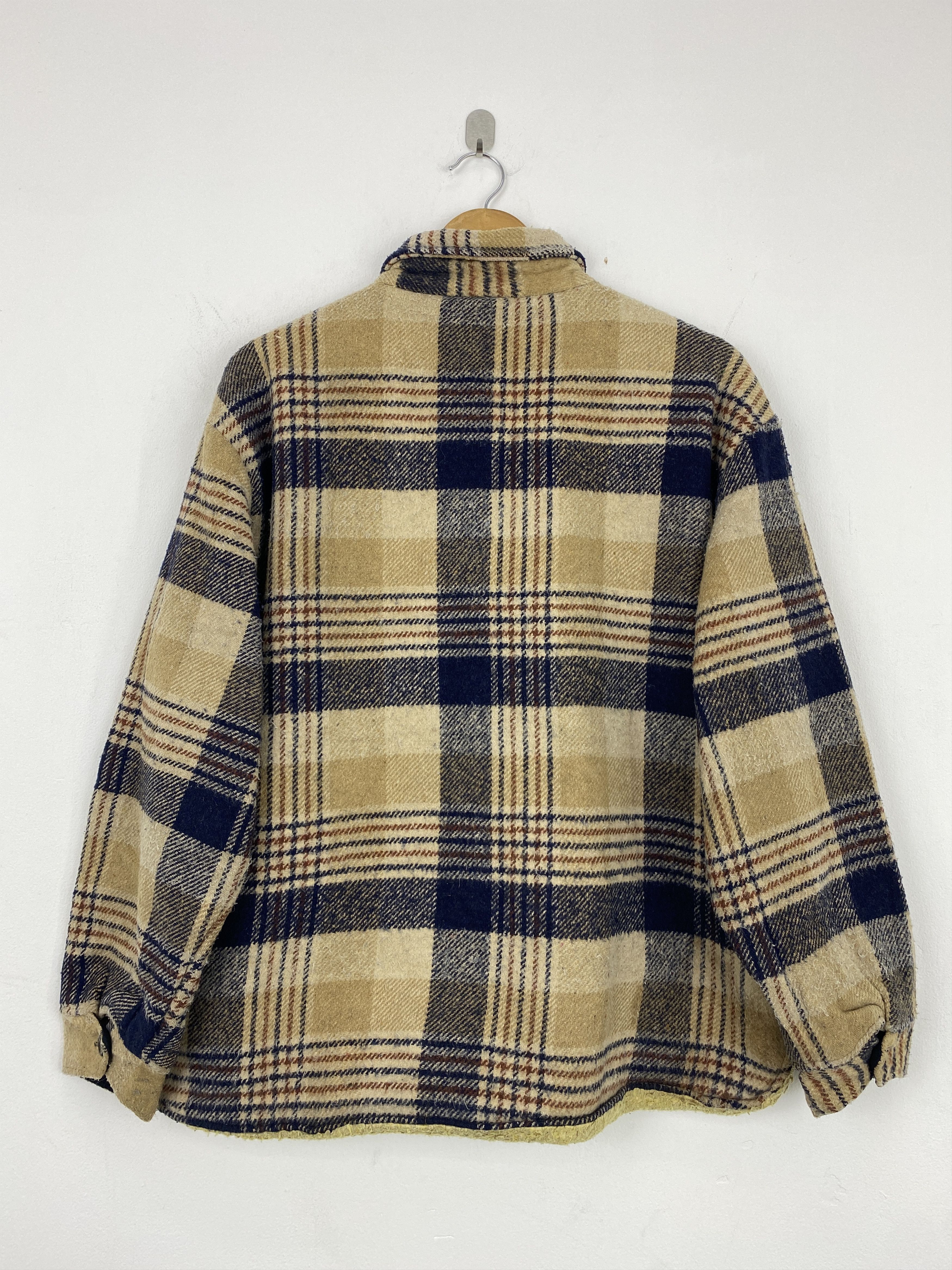 Portuguese Flannel × Vintage 60s Portuguese Flannel Plaid Sherpa Fleece Jacket Size US L / EU 52-54 / 3 - 3 Thumbnail