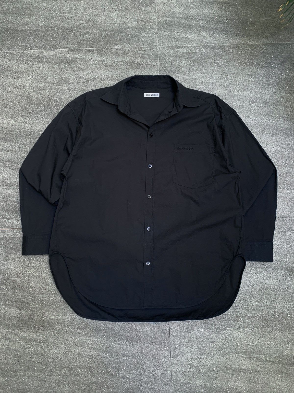 Balenciaga Coton Polyamide Black Logo Embroidery Shirt Size US M / EU 48-50 / 2 - 2 Thumbnail
