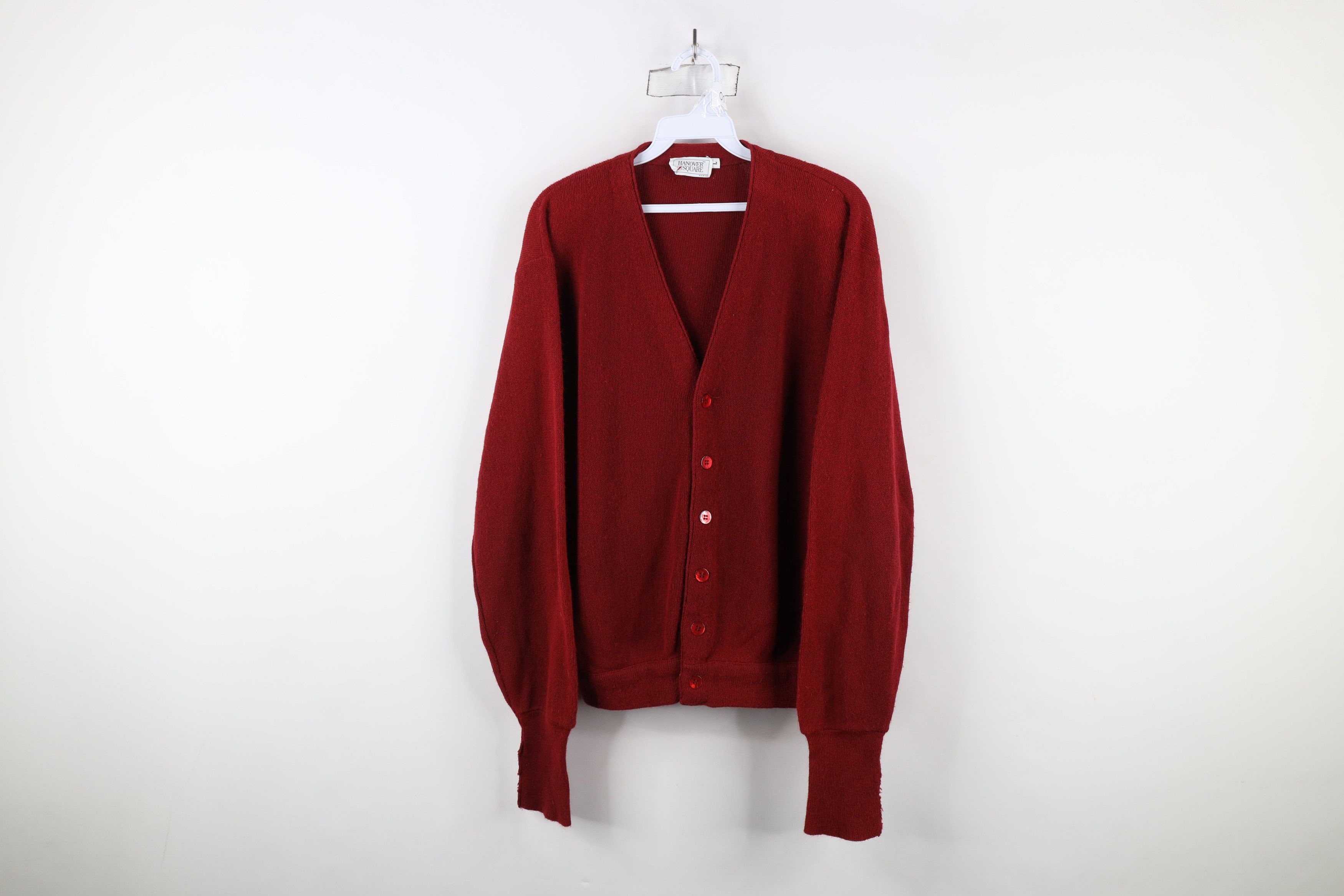 Vintage Vintage 70s Streetwear Kurt Cobain Cardigan Sweater Red USA Size US L / EU 52-54 / 3 - 1 Thumbnail