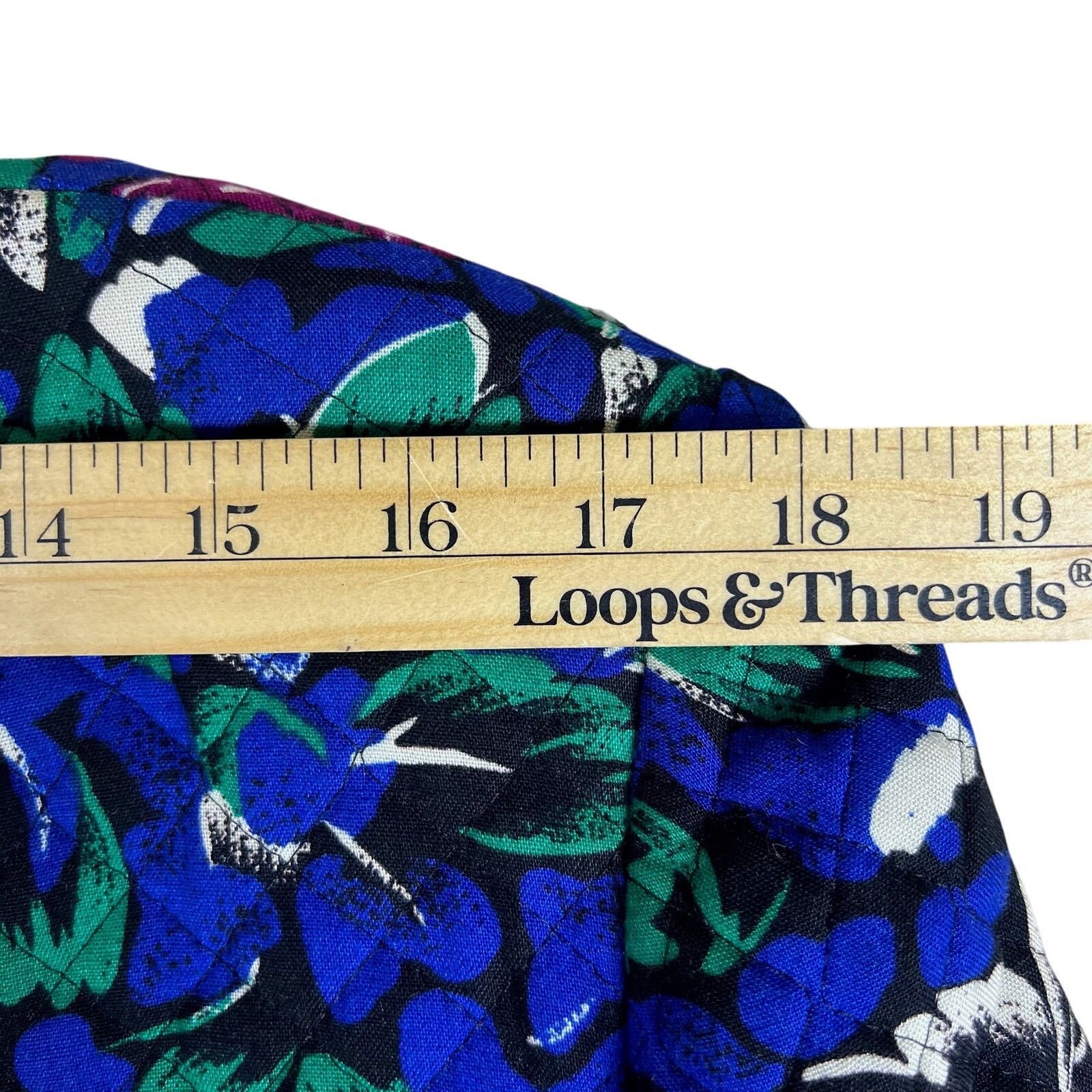 Vintage Vintage 80s Floral Quilted Jacket 16 | Blue Gold Glam Luxe Size XXL / US 16-18 / IT 52-54 - 11 Thumbnail