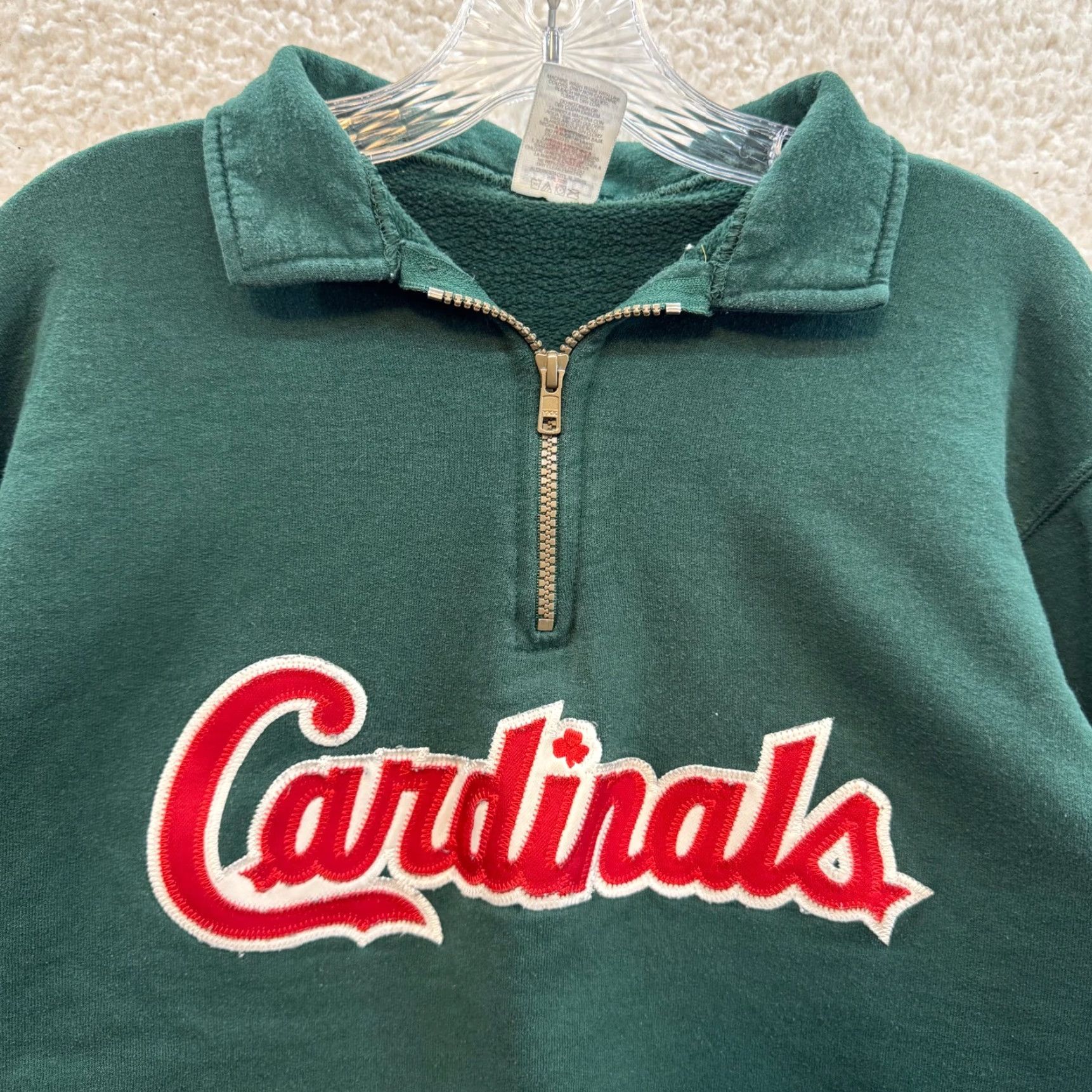 Jerzees VINTAGE Cardinals Sweatshirt Sweater M Green 1/4 Zip Embroidered Jerzees Cotton Casual Mens Size US M / EU 48-50 / 2 - 3 Thumbnail