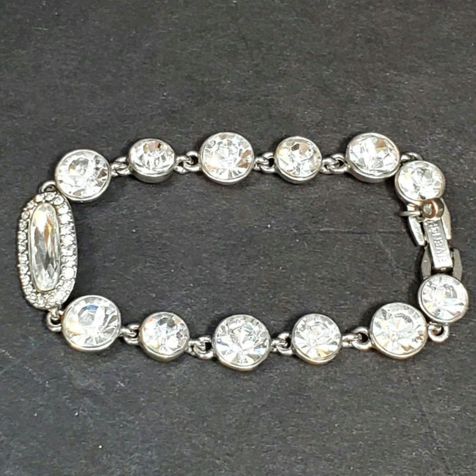 Givenchy Givenchy Clear Rhinestone Silver Tone Bracelet 7" Signed Vtg Size ONE SIZE - 4 Thumbnail