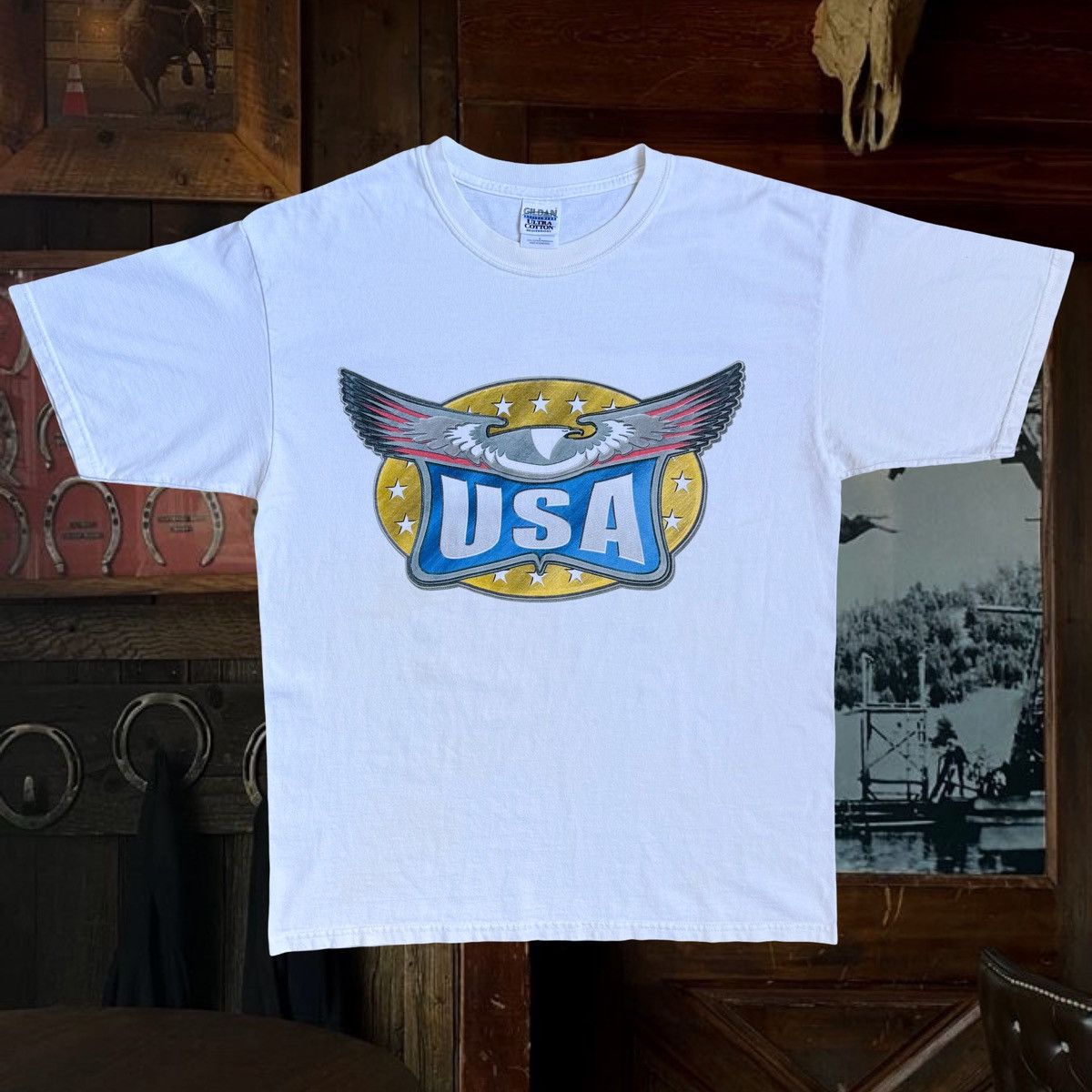 Gildan × Vintage 90s Do Not Mess With USA Vintage Americana Patriotic Shirt L Size US L / EU 52-54 / 3 - 1 Thumbnail