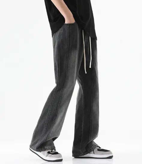 Japanese Brand × Jean Retro slim drawstring high street bootcut jeans Size US 32 / EU 48 - 3 Thumbnail