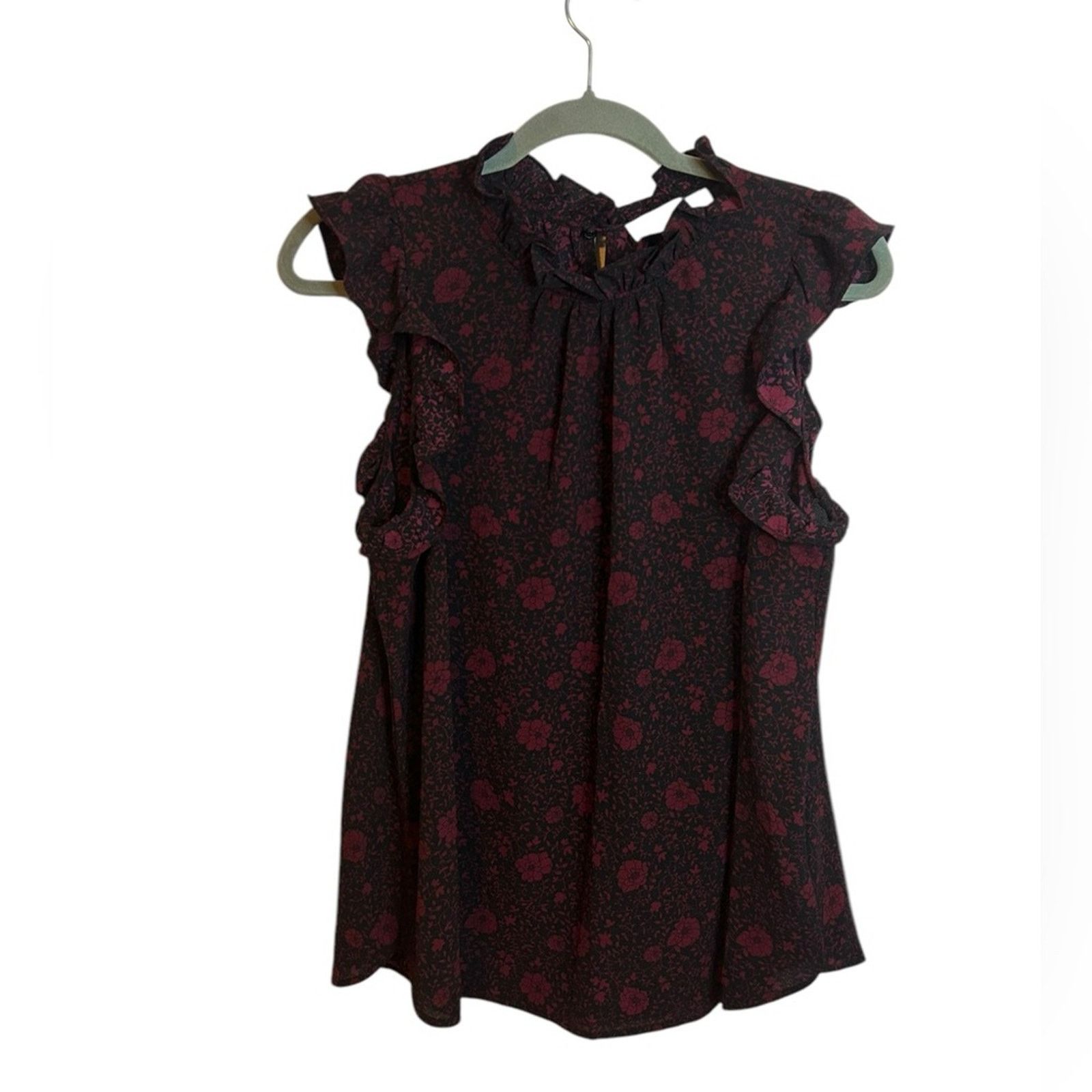 Michael Kors Michael Kors Dark Romantic Floral Flutter Sleeve Blouse Size M / US 6-8 / IT 42-44 - 1 Thumbnail