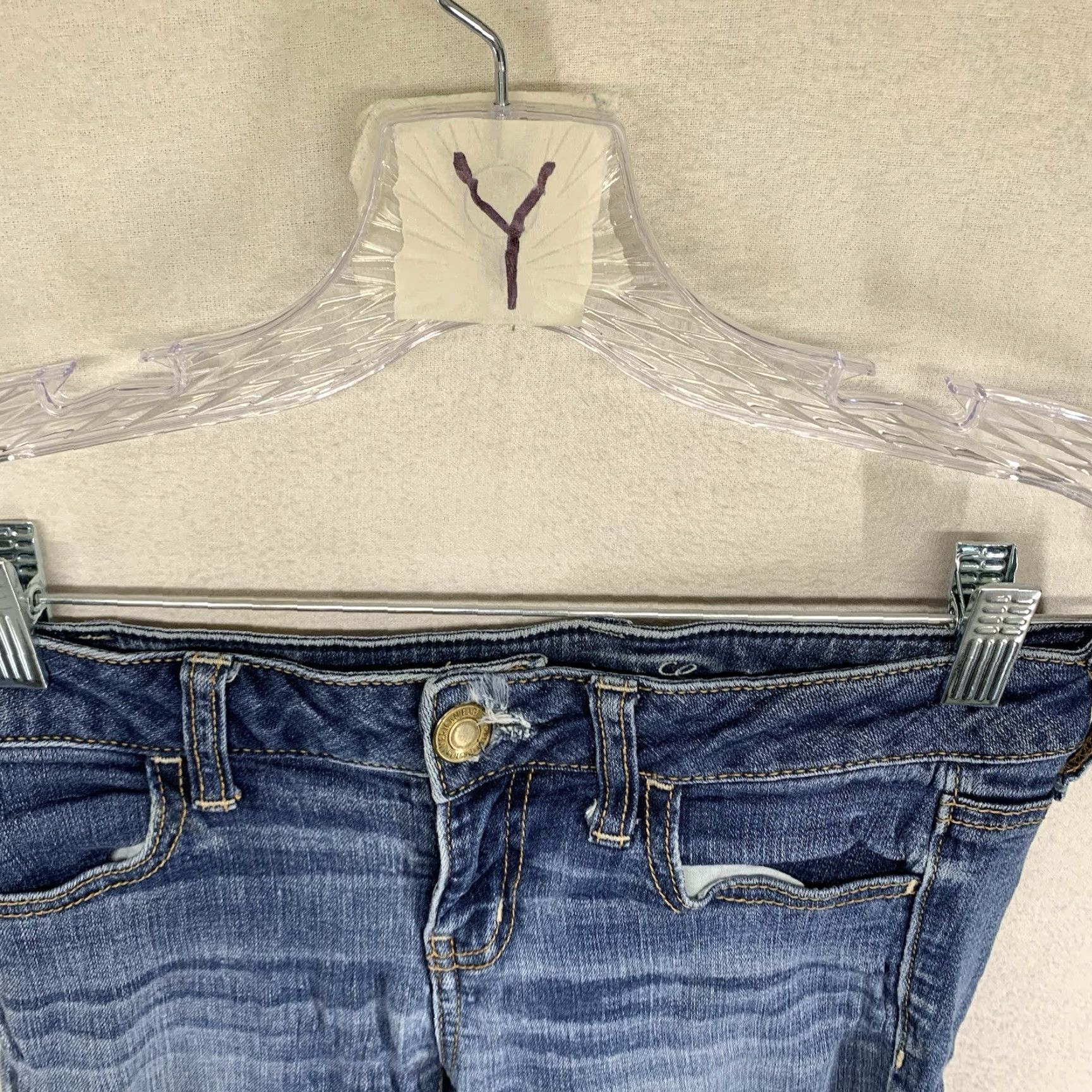 American Eagle Outfitters American Eagle Jeans Women's 2 Long Medium Blue Denim Super Stretch Jegging Size 26" / US 2 / IT 38 - 3 Thumbnail