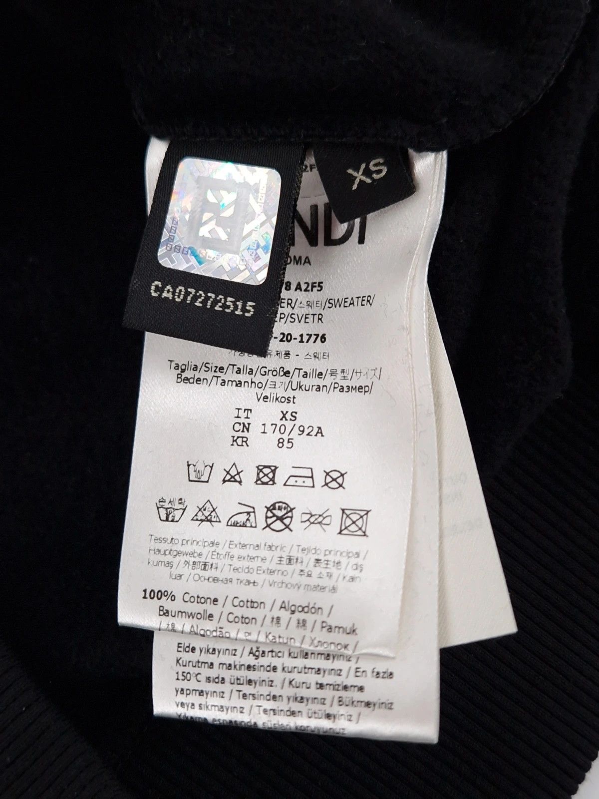 Fendi Fendi Black Crystal Beaded FF Logo Crewneck Sweatshirt Size US XS / EU 42 / 0 - 7 Thumbnail