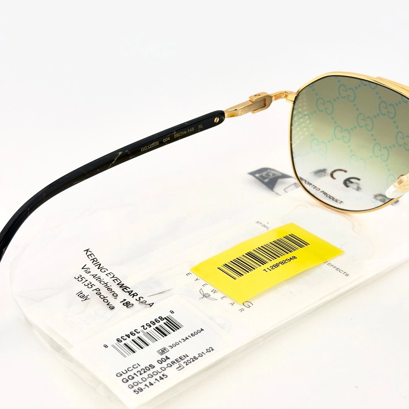 Gucci GUCCI 1220 Gg1220S Gold Green Mirror Aviator Sunglass 004 Size ONE SIZE - 6 Thumbnail
