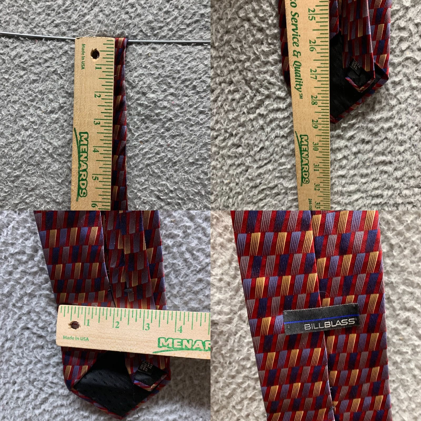 Bill Blass VINTAGE Bill Blass Tie Red Blue Mens 3.75 Inch 100% Silk Neck Made in USA Formal Size ONE SIZE - 8 Thumbnail
