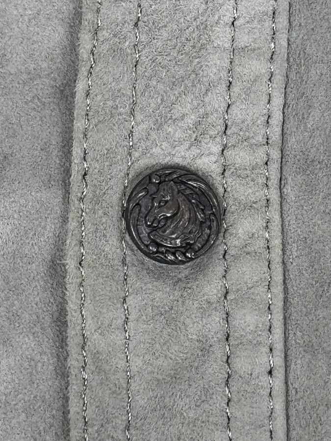 Roberto Cavalli 1990s Roberto Cavalli Baby Grey Suede Leather Shirt Size US M / EU 48-50 / 2 - 9 Thumbnail
