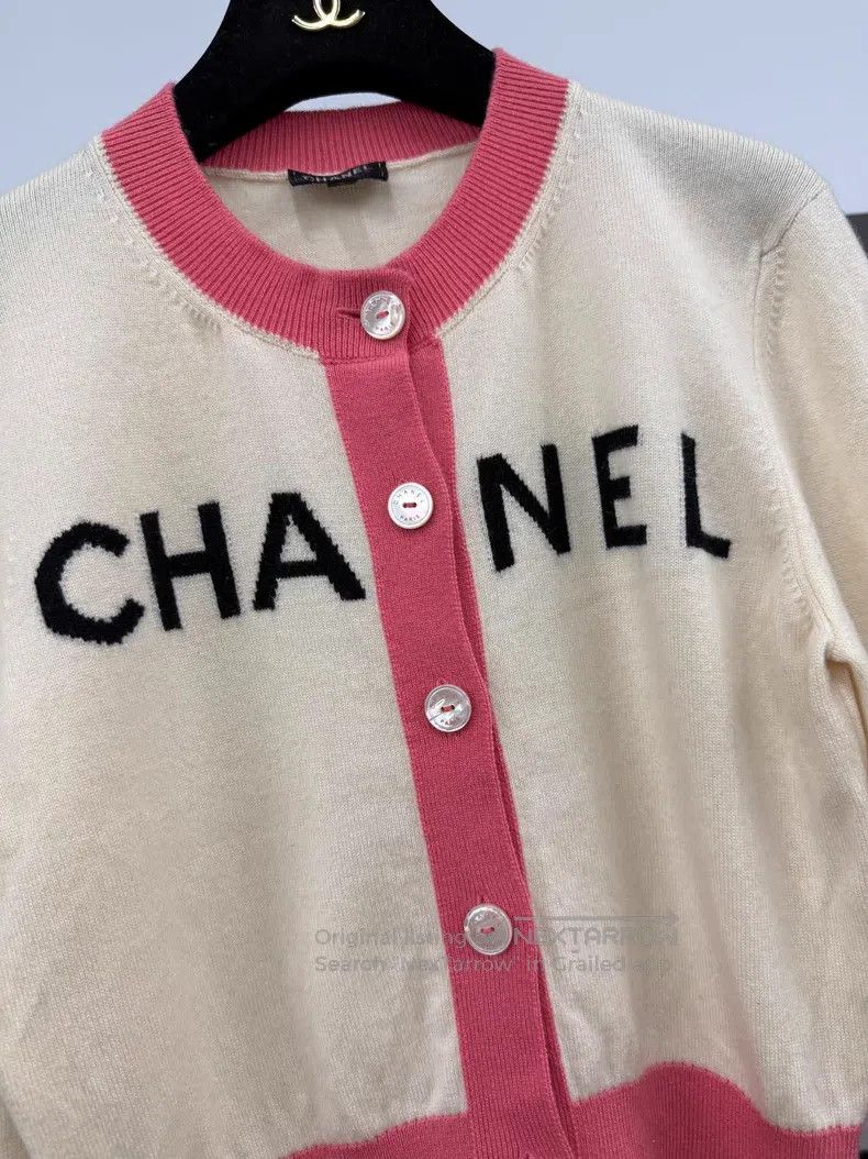 Chanel Chanel Beach Series Pink Beige Cashmere Knitted Cardigan c Size XS / US 0-2 / IT 36-38 - 2 Thumbnail