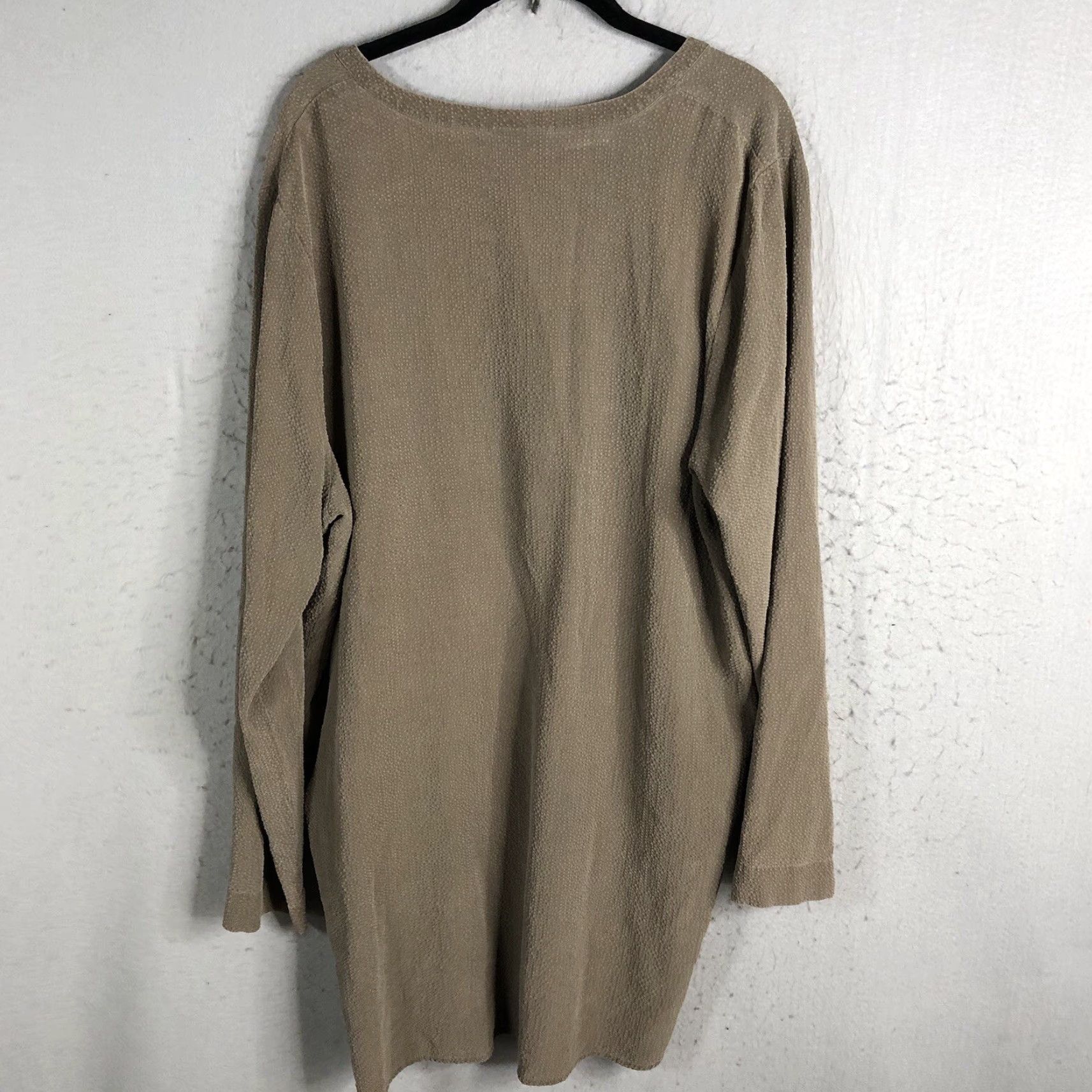 J. Jill PureJill Dress Women XL Taupe Textured Tencel Boho Lagenlook Oversized Shirt Dress Size XL / US 12-14 / IT 48-50 - 3 Thumbnail