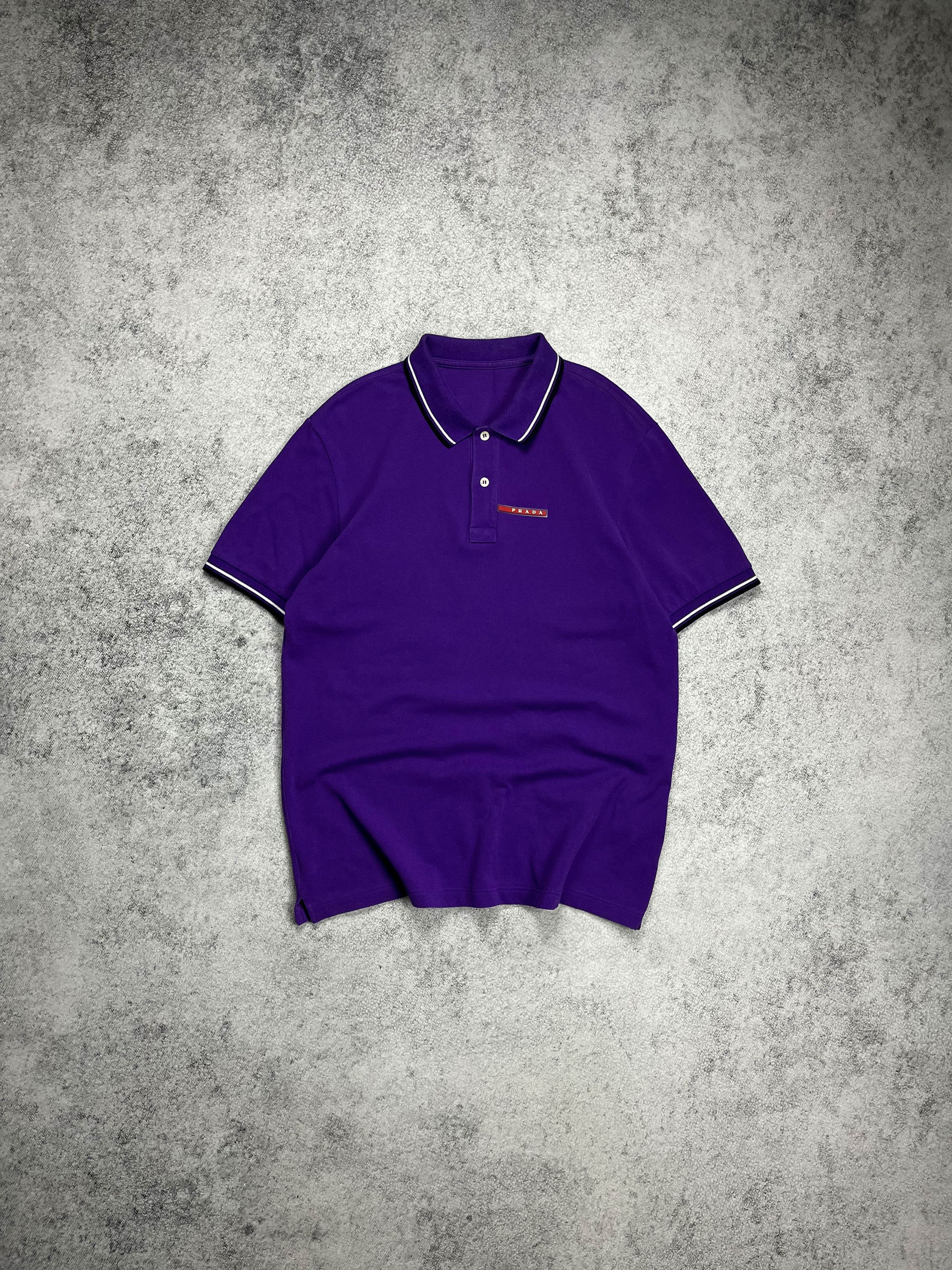 image of Prada Red Tab Purple Polo, Men's (Size XL)