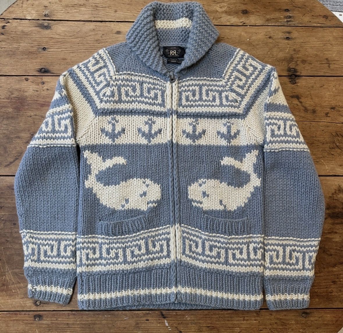 RRL Ralph Lauren RRL Hand-knit Cowichan Whale Motif Sweater Very